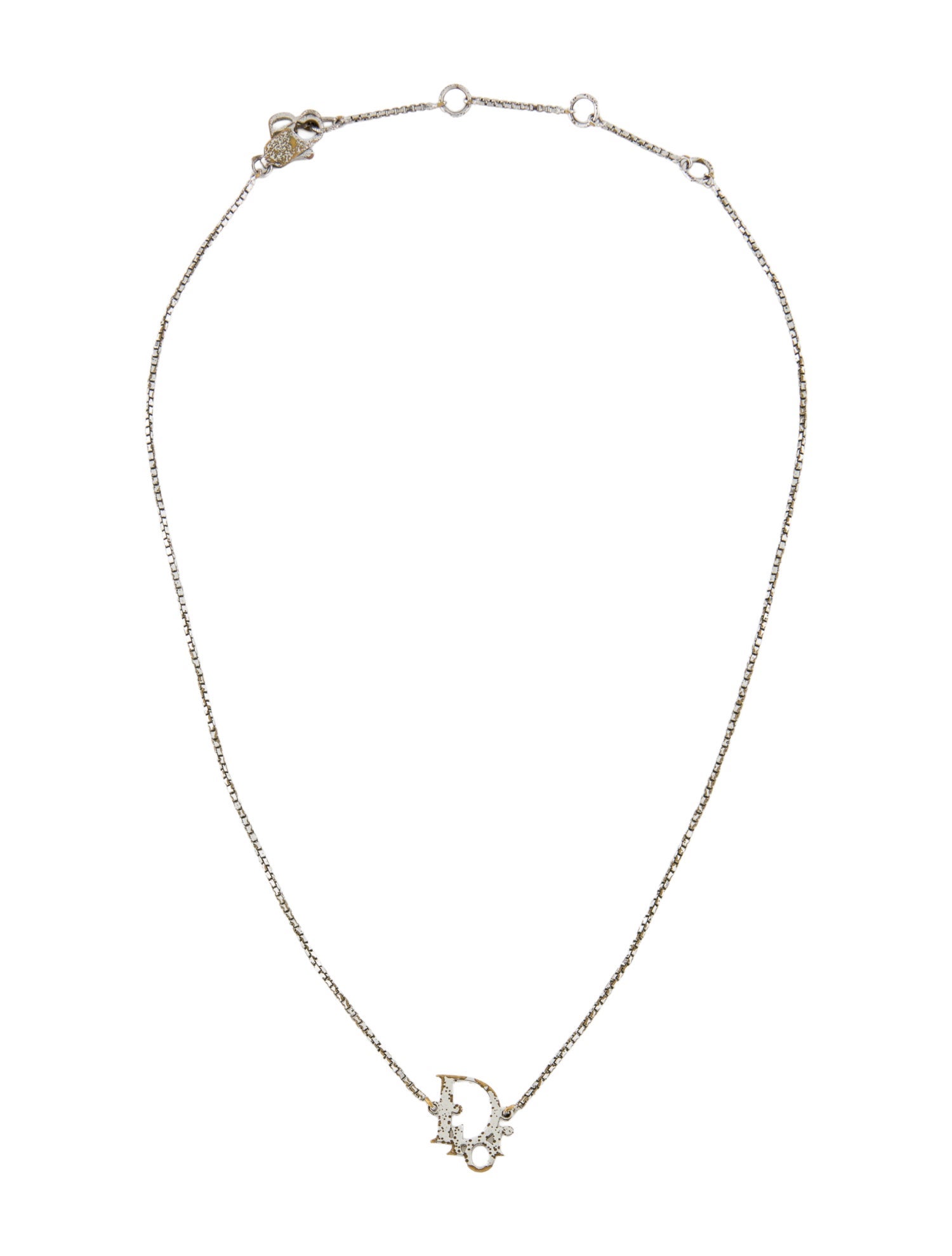Christian Dior Vintage 'Dior' Oblique Pendant Necklace