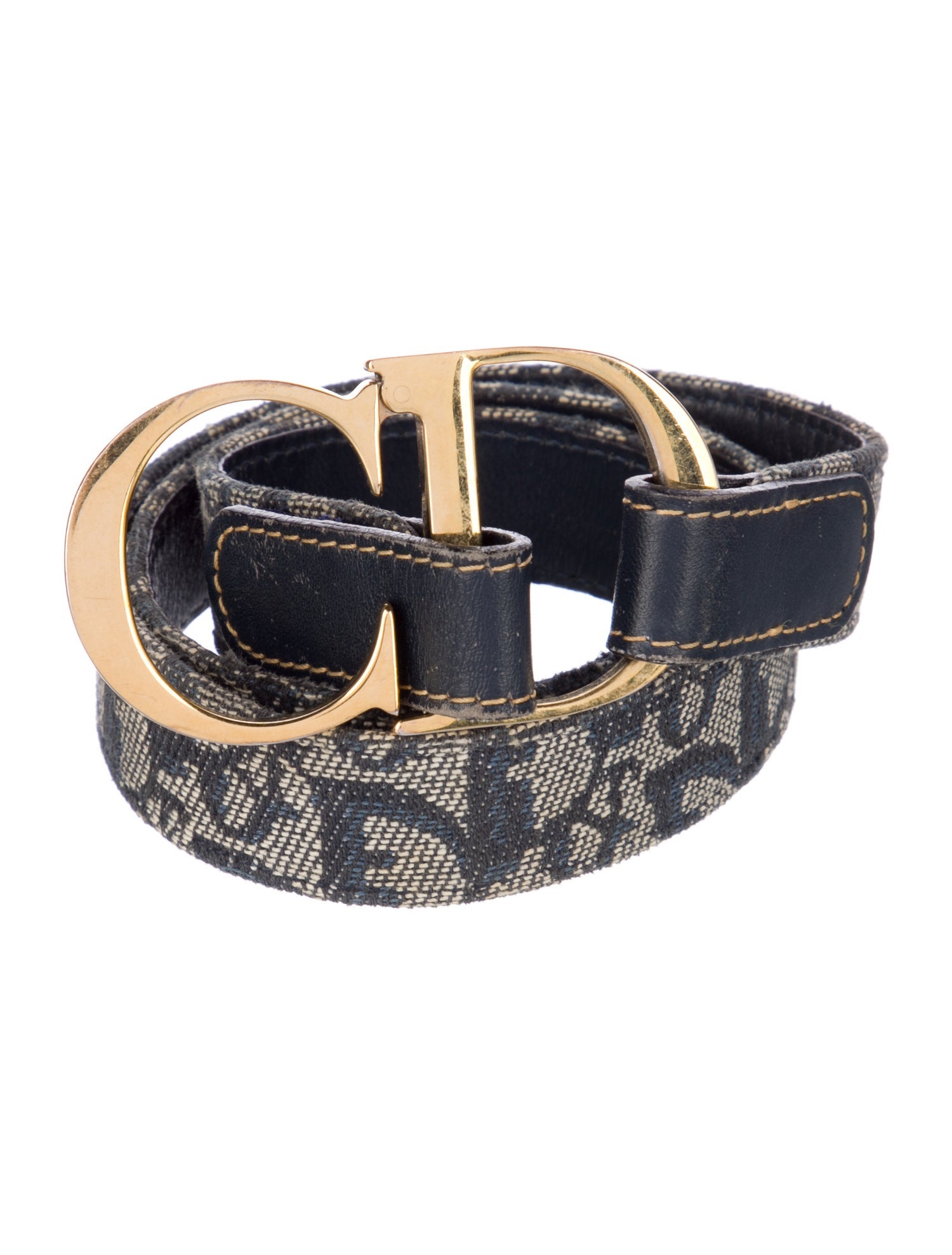 Christian Dior Blue Trotter Diorissimo Pattern Belt