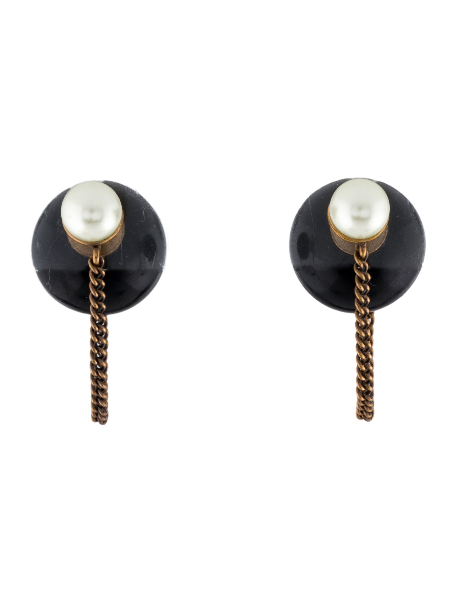 Christian Dior Faux Pearl & Resin Chain Tribales Earrings