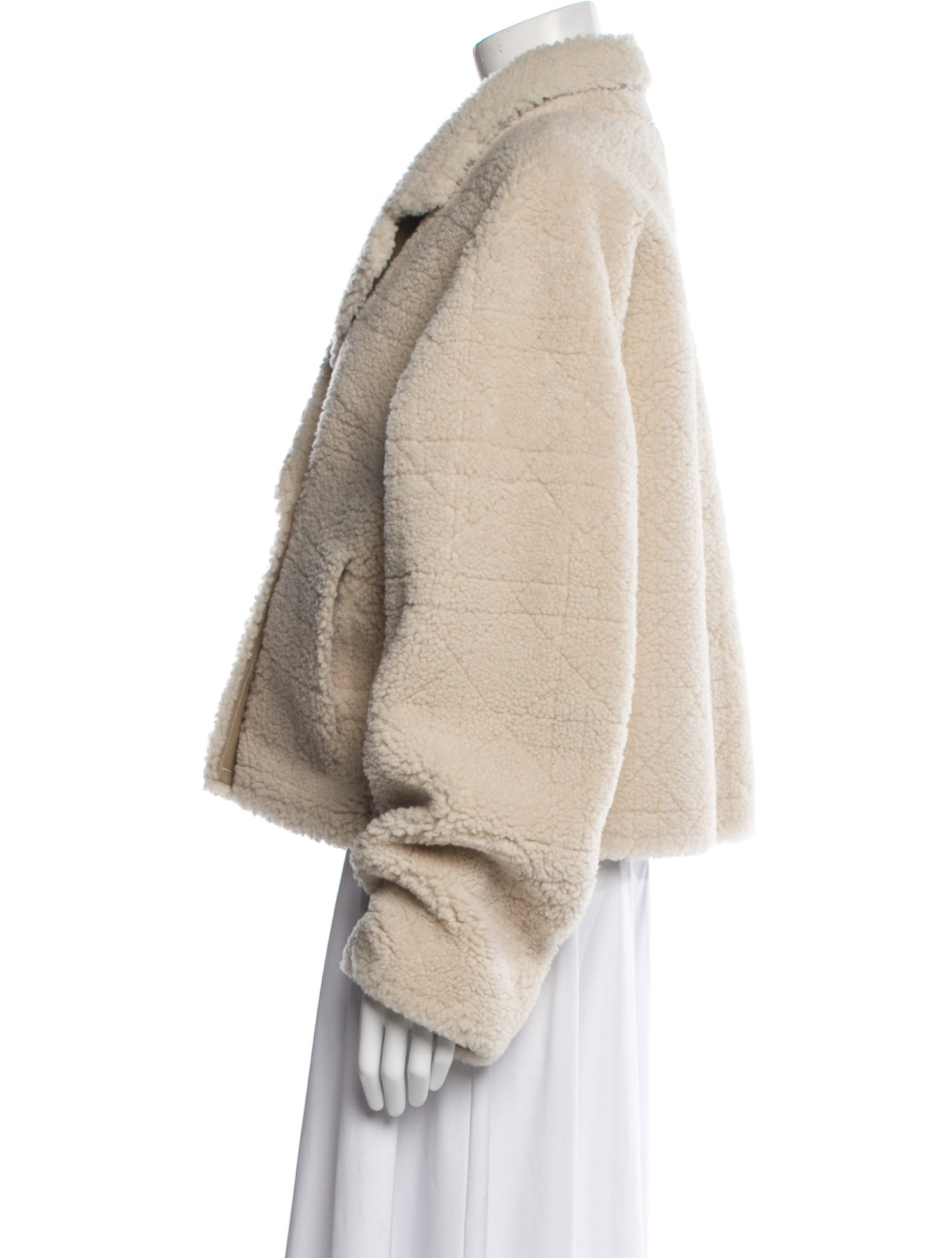 Christian Dior Wool Faux Fur Coat