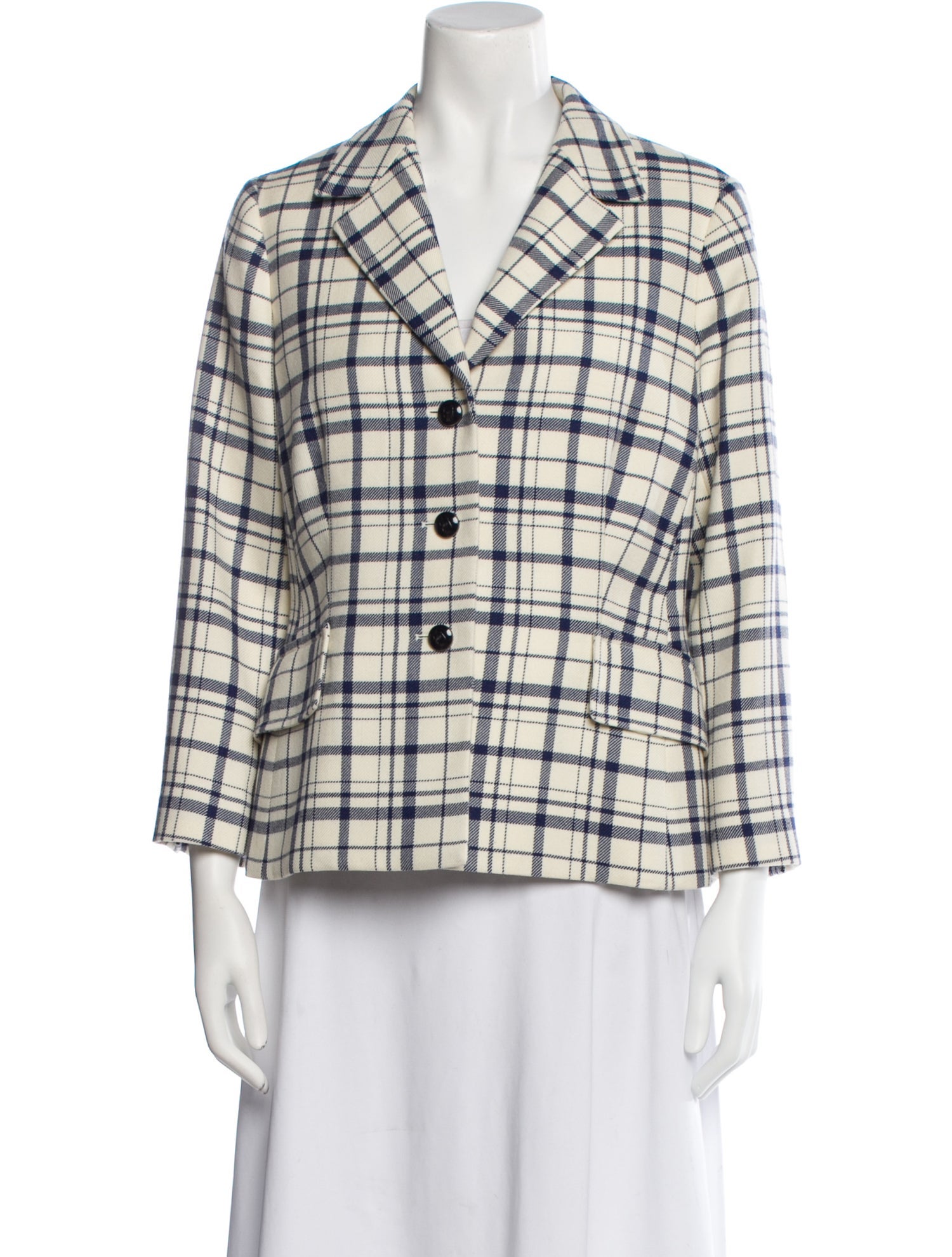 Christian Dior Virgin Wool Plaid Print Blazer