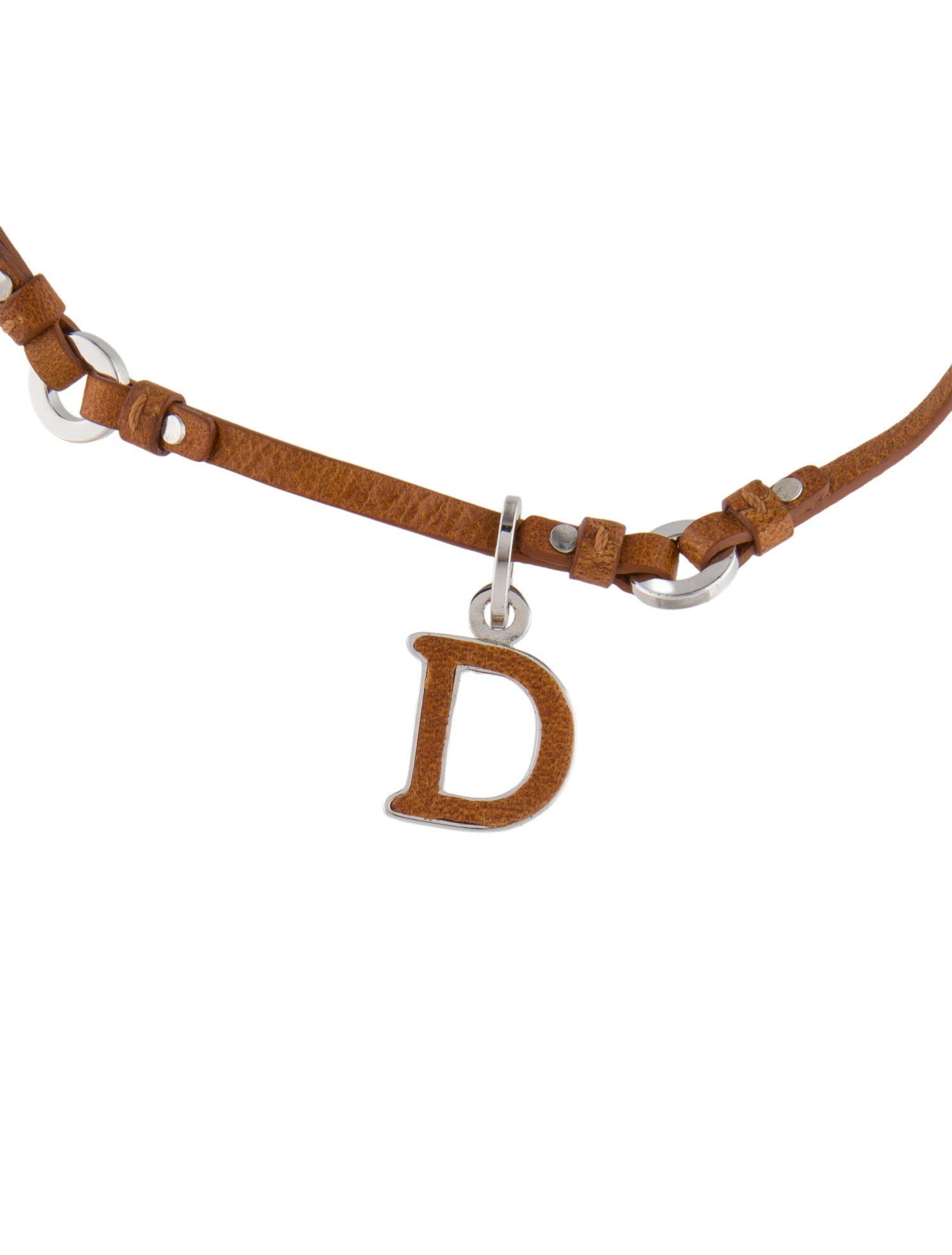 Christian Dior Vintage Leather D Choker Necklace