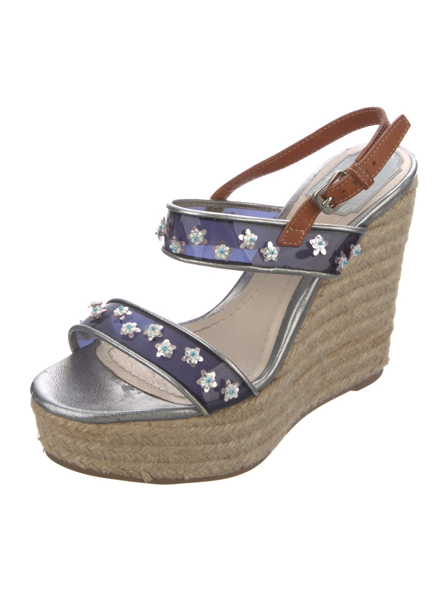 Christian Dior Leather Beaded Accents Espadrilles