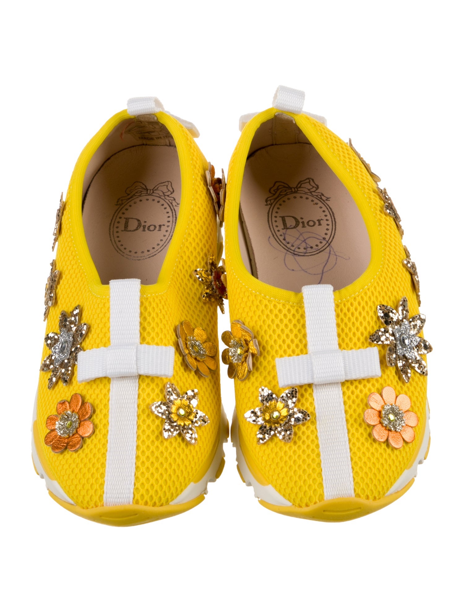 Christian Dior Girls' Floral Pattern Slip On Sneakers