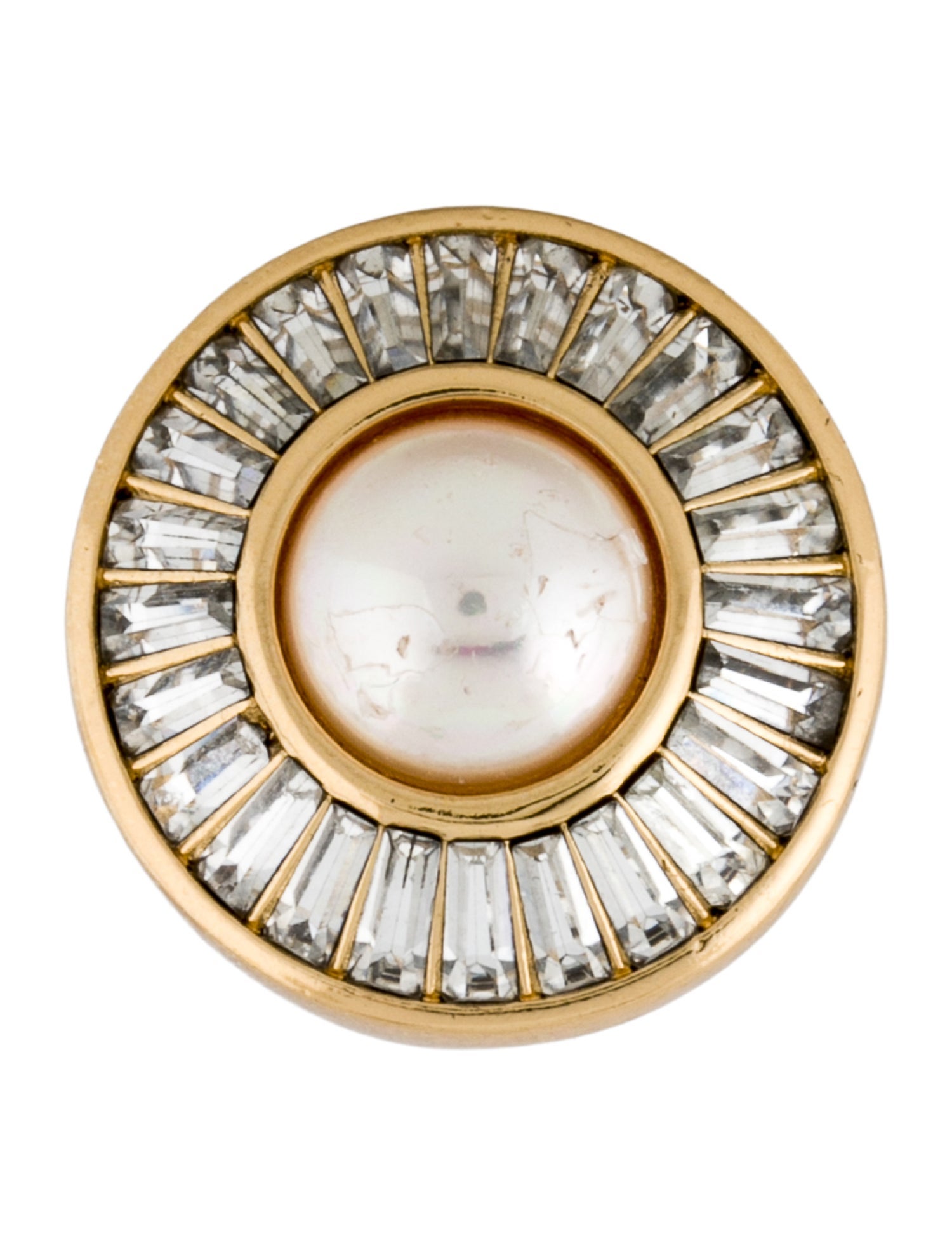 Christian Dior Vintage Faux Pearl & Crystal Clip On Single Earring