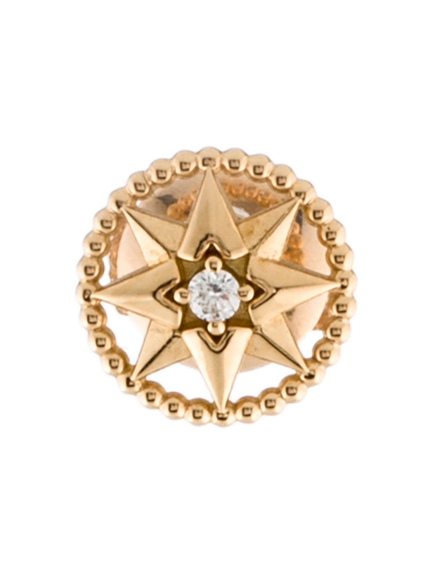 Christian Dior 18K Diamond Small Rose des Vents Single Stud Earring