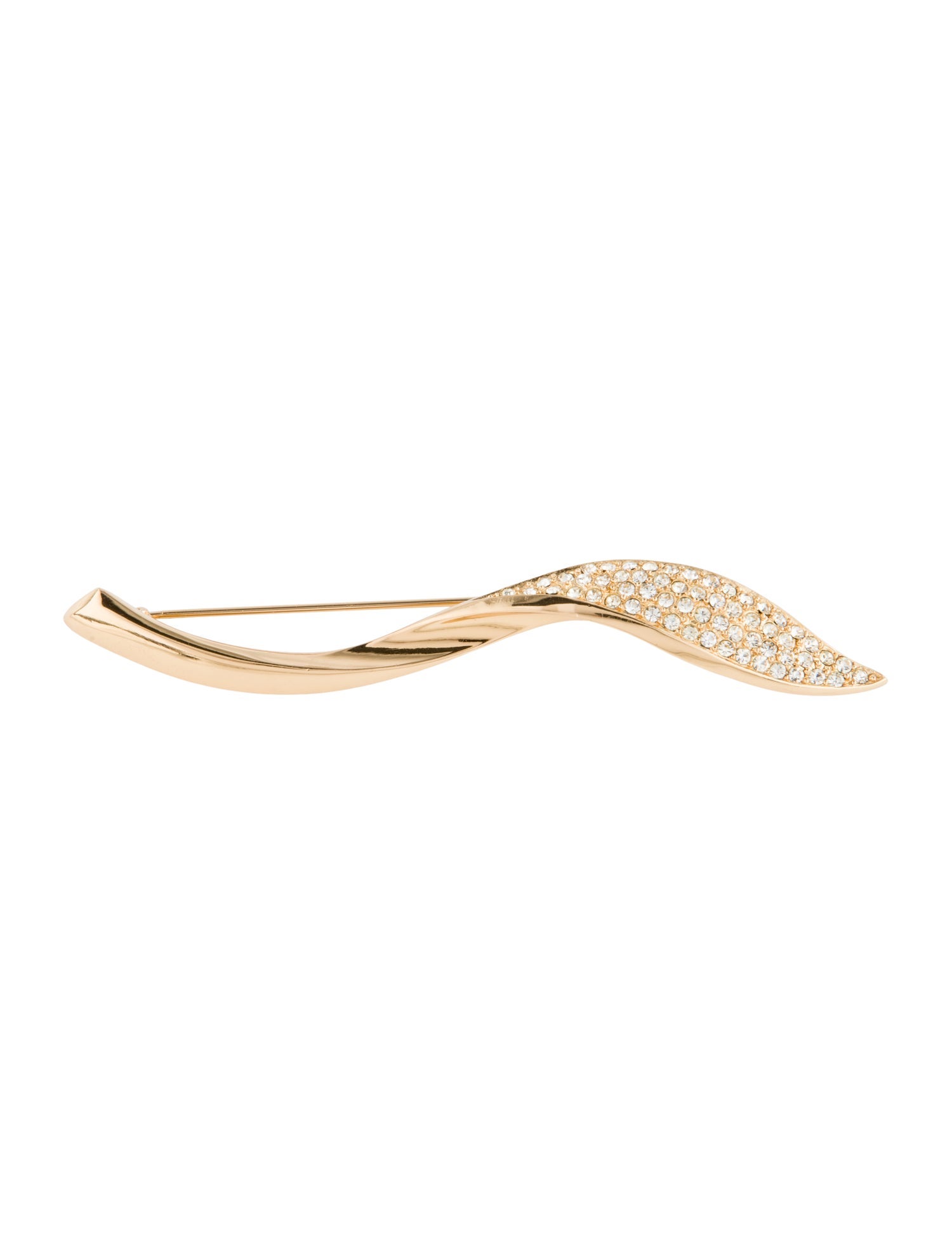 Christian Dior Vintage Crystal Swirl Leaf Brooch
