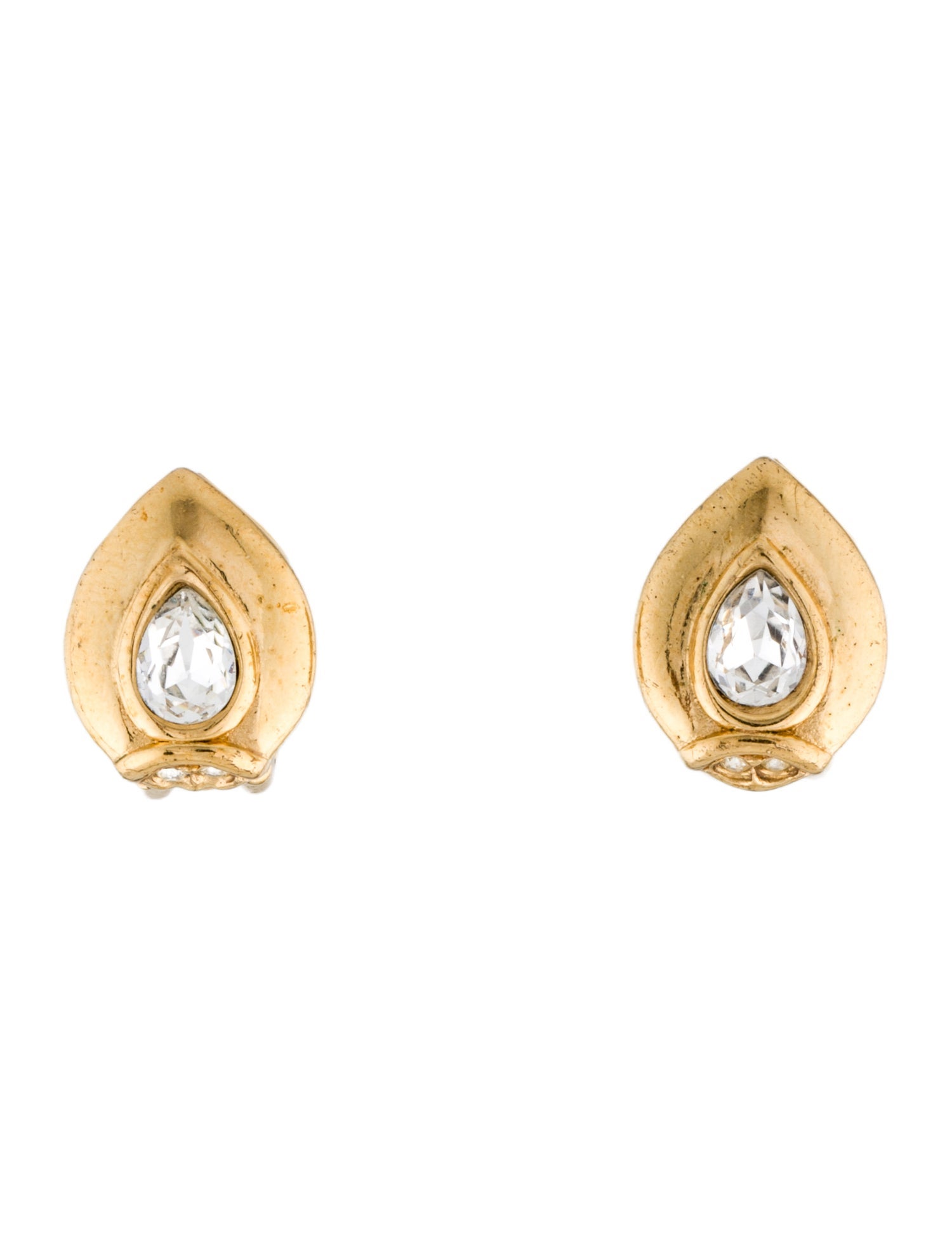 Christian Dior Vintage Crystal Clip On Earrings