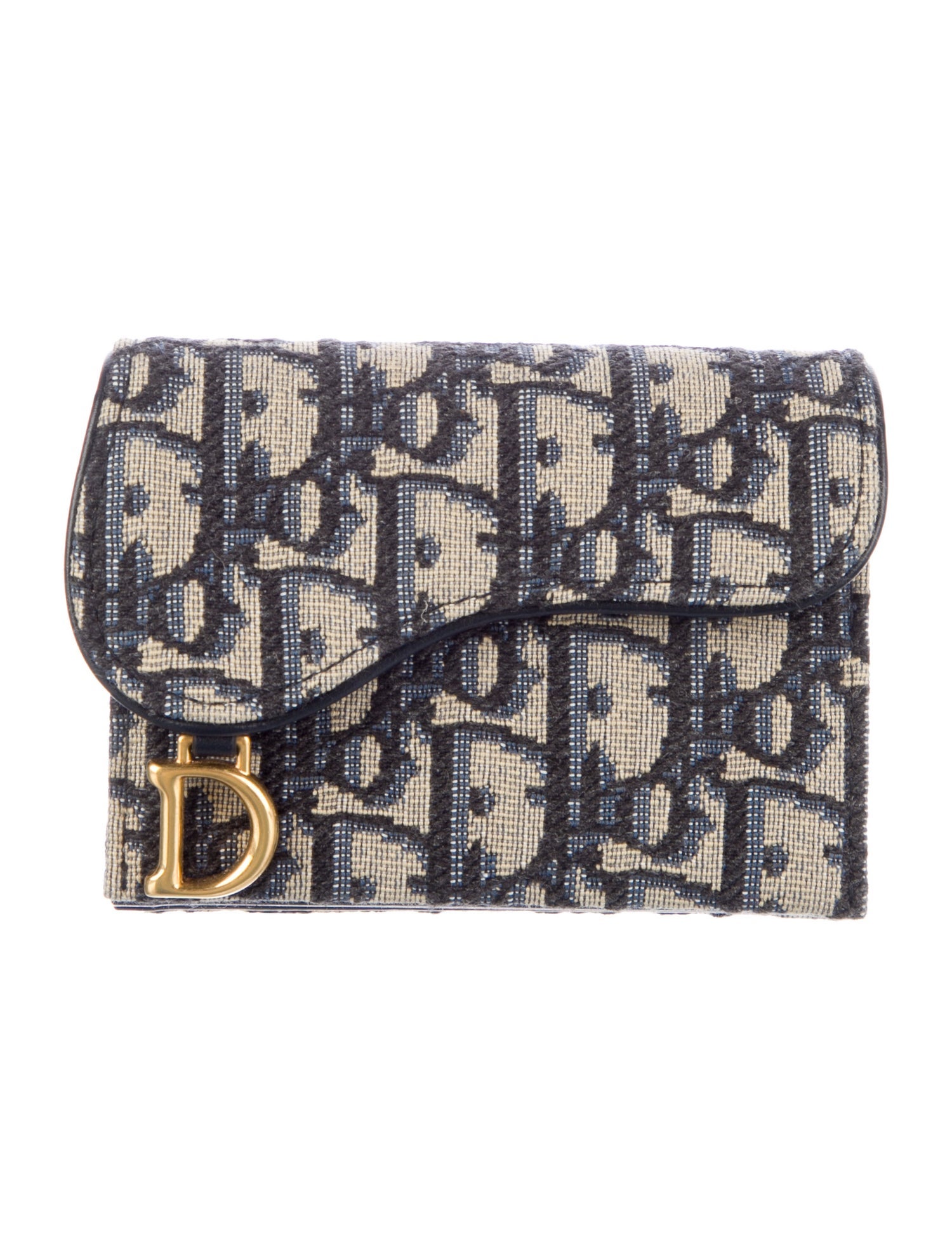 Christian Dior Oblique Saddle 5-Gusset Card Holder Oblique Jacquard Compact Wallet