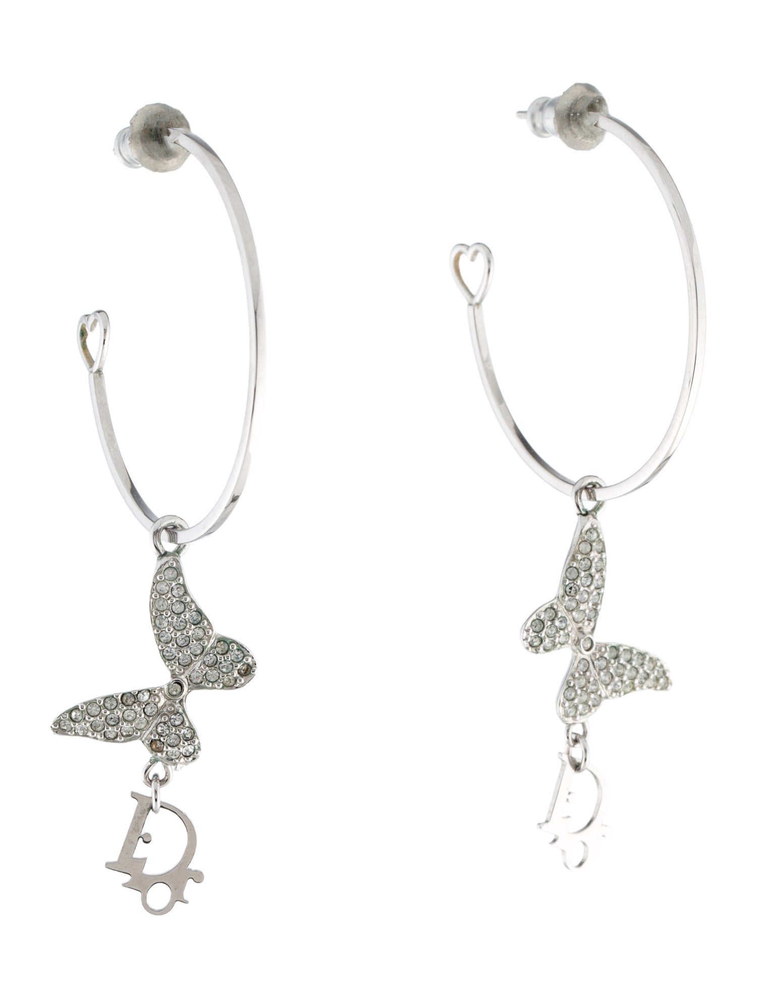 Christian Dior Crystal Butterfly Hoop Earrings