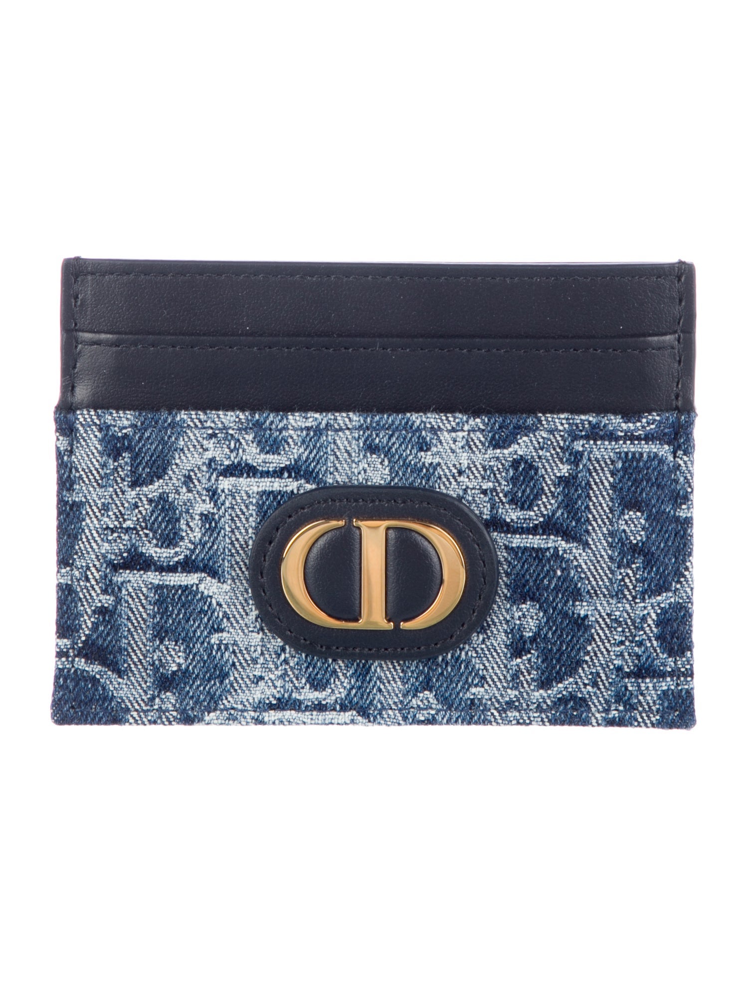 Christian Dior Oblique Jacquard Denim Card Holder w/ Tags