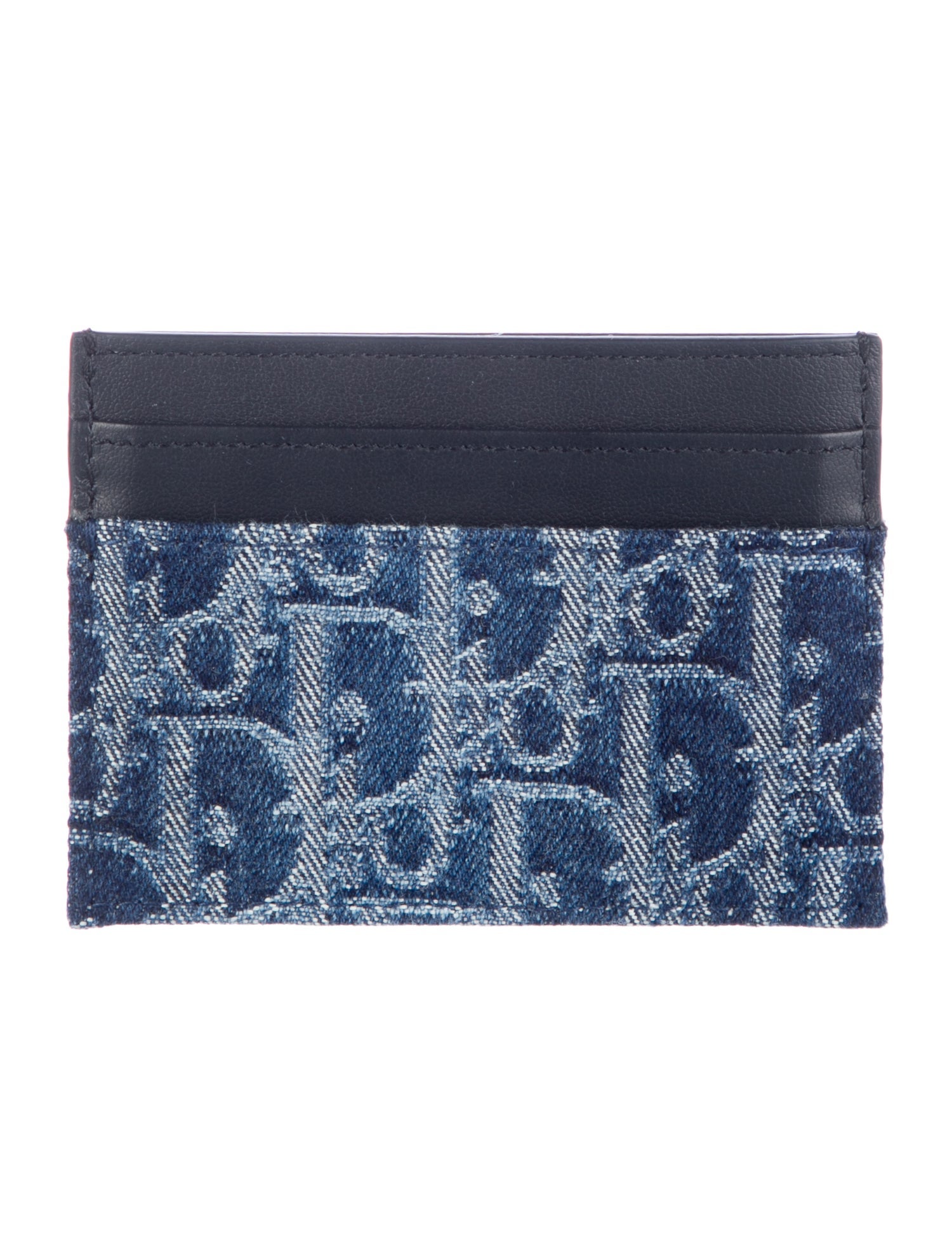 Christian Dior Oblique Jacquard Denim Card Holder w/ Tags