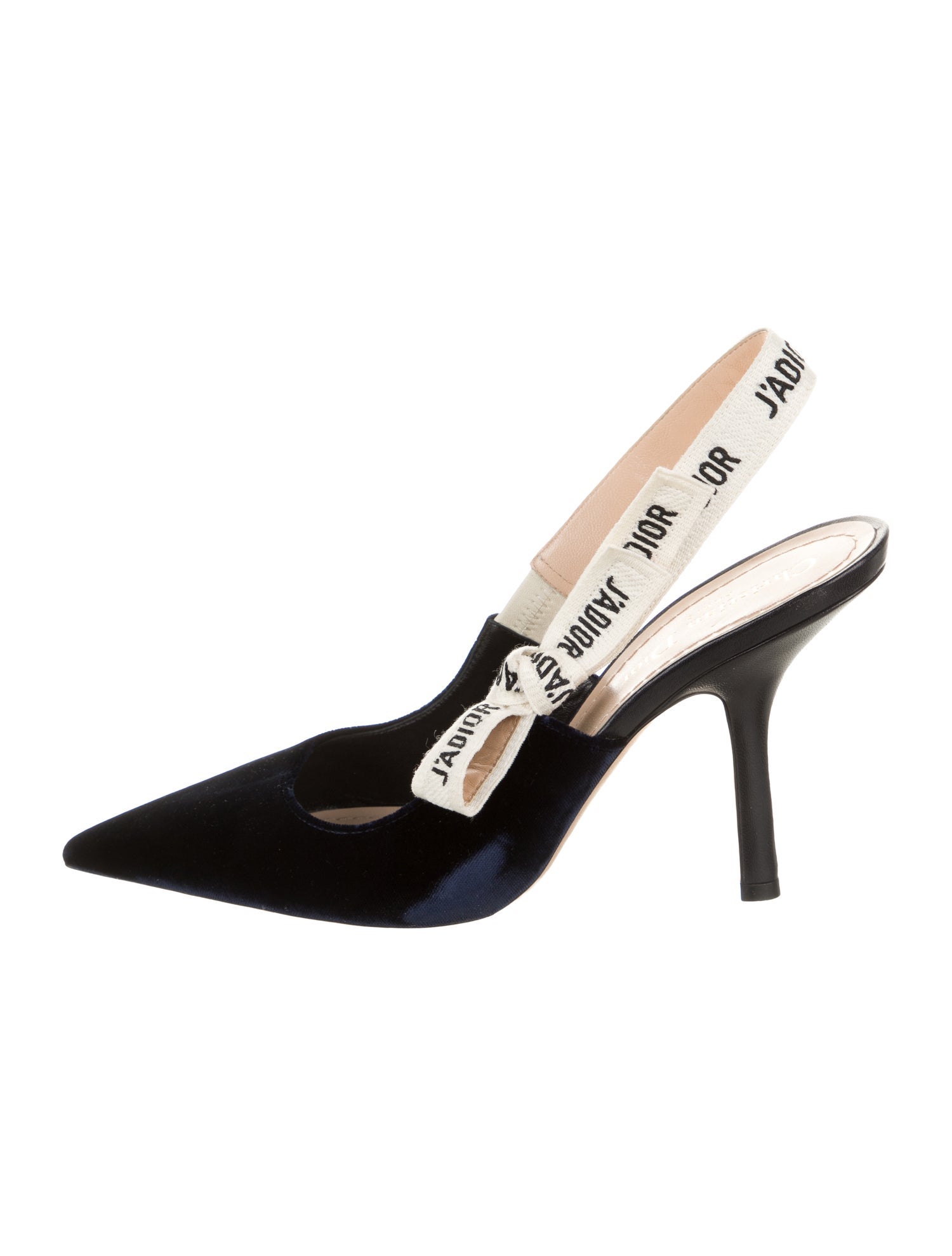 Christian Dior Velvet Bow Accents Slingback Pumps