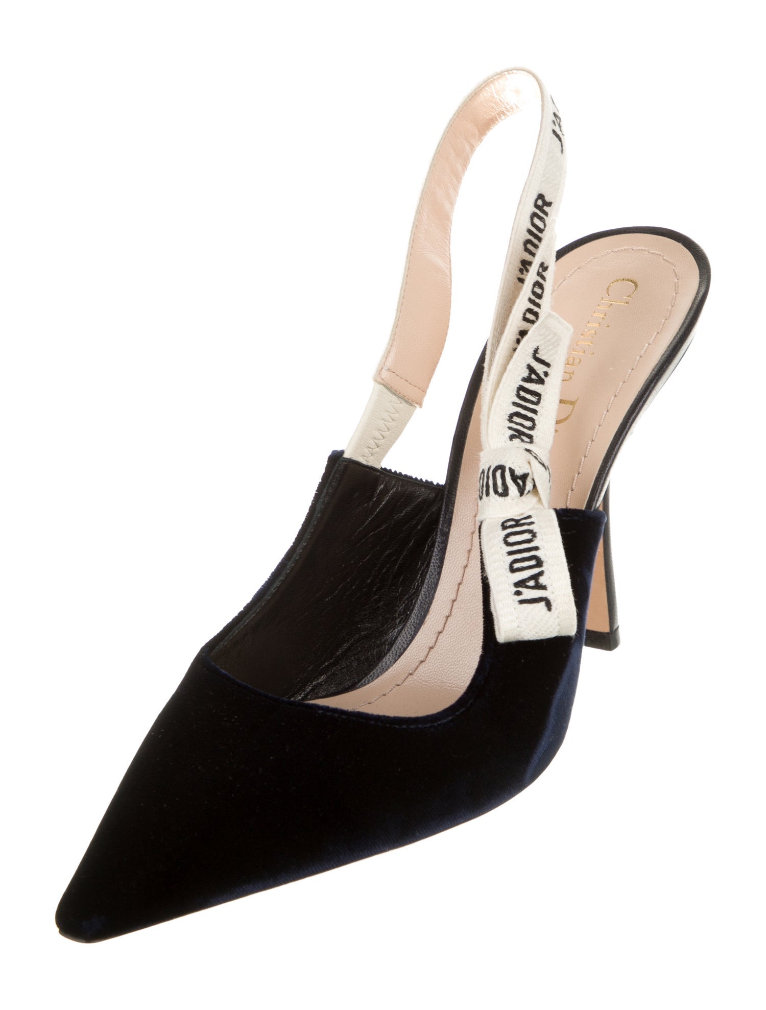 Christian Dior Velvet Bow Accents Slingback Pumps