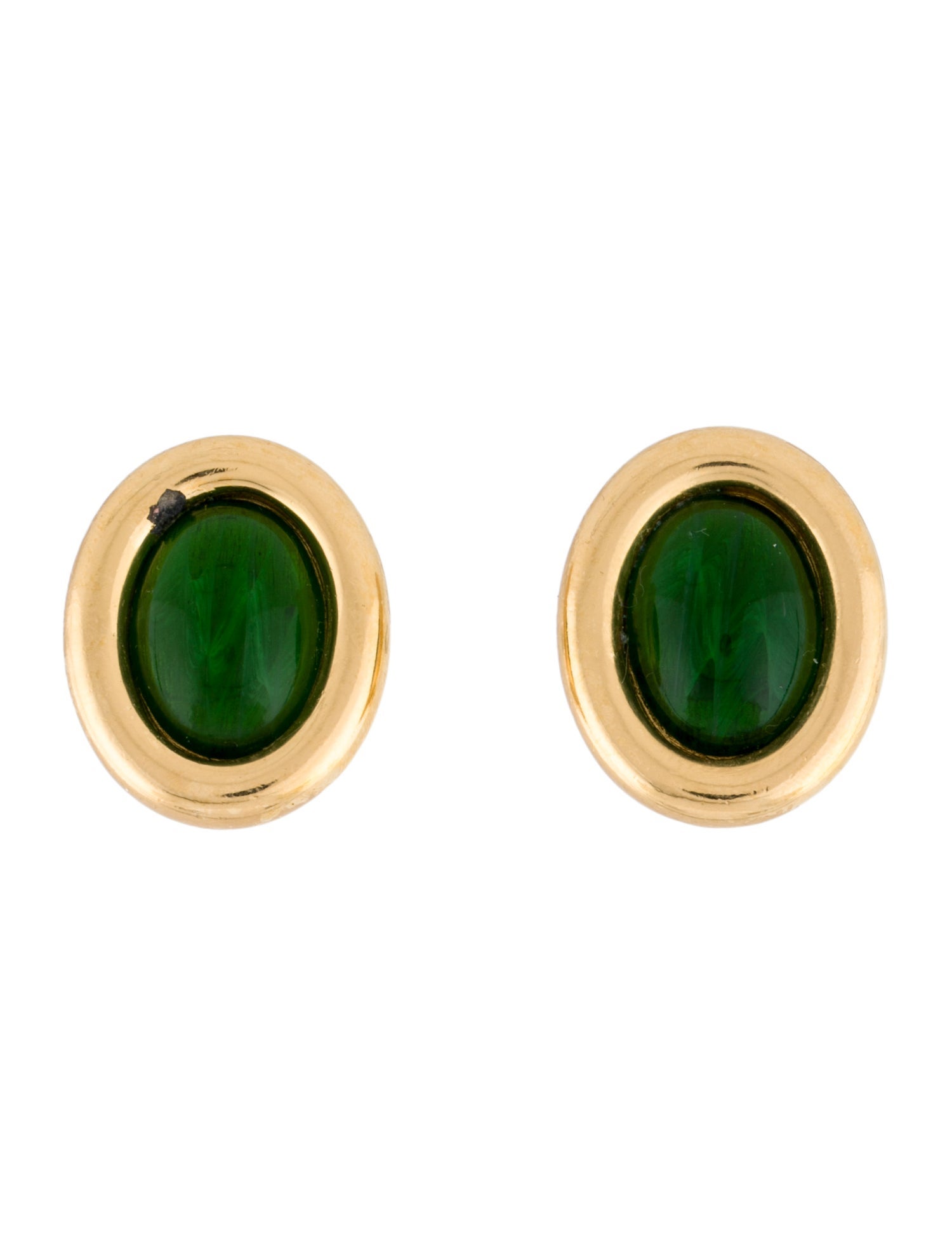Christian Dior Vintage Resin Oval Stud Clip-On Earrings
