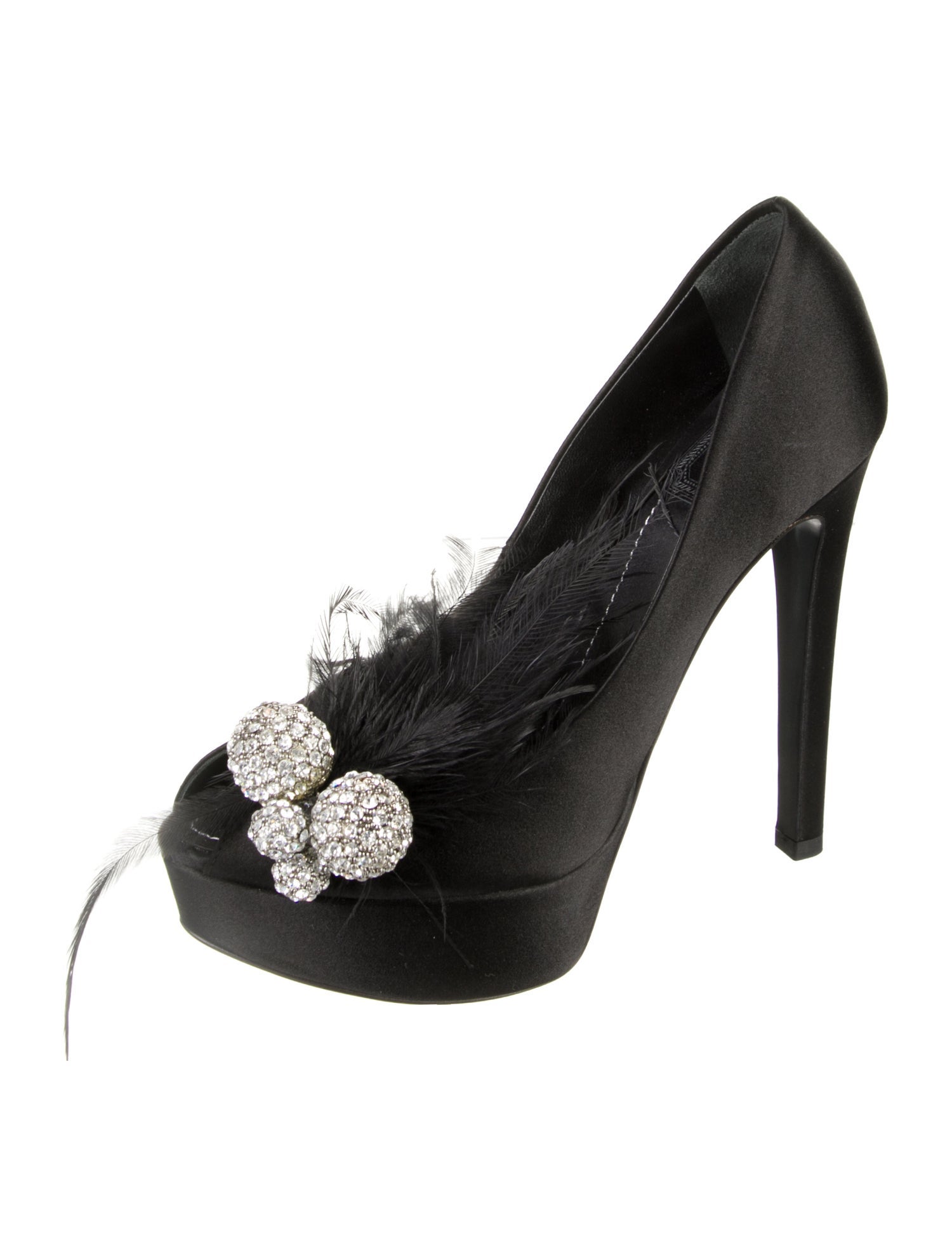 Christian Dior Satin Crystal Embellishments Pumps