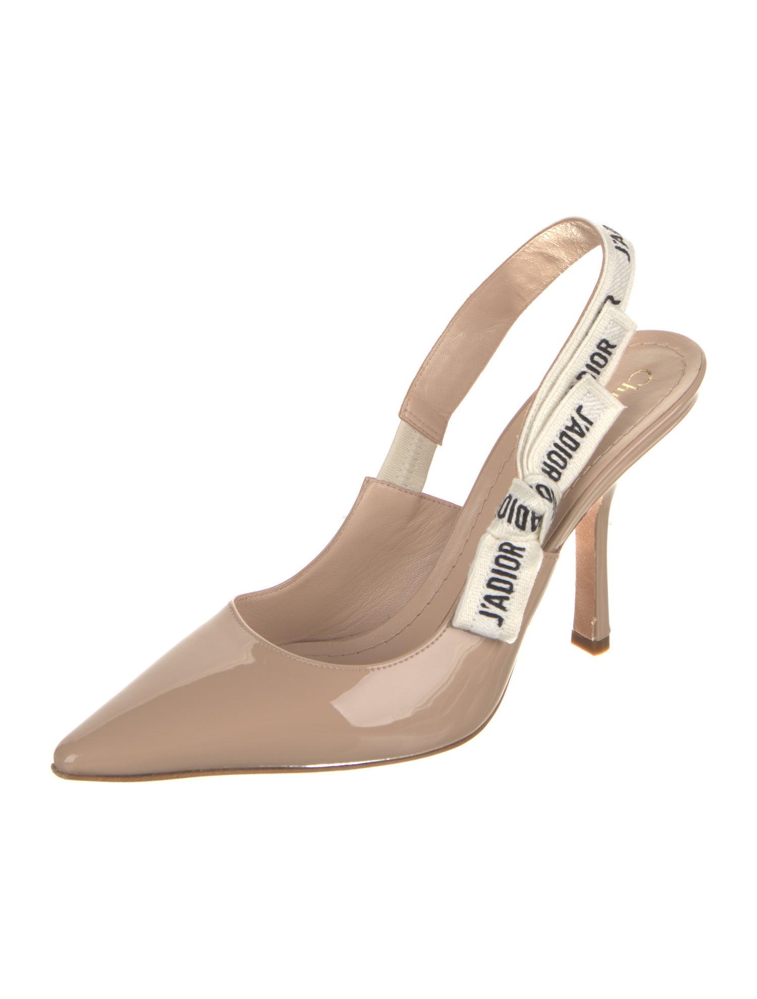 Christian Dior Patent Leather Bow Accents Slingback Pumps