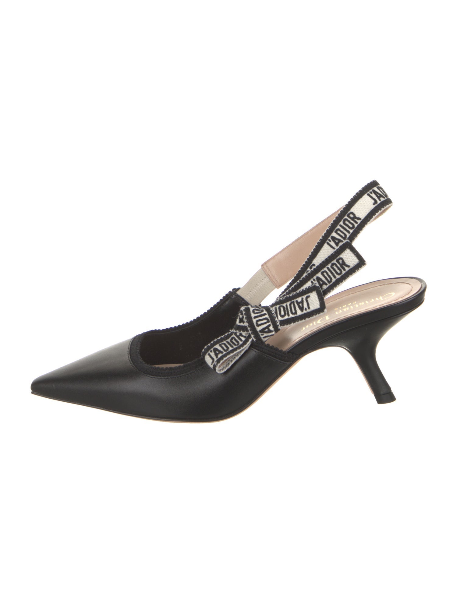 Christian Dior Leather Bow Accents Slingback Pumps