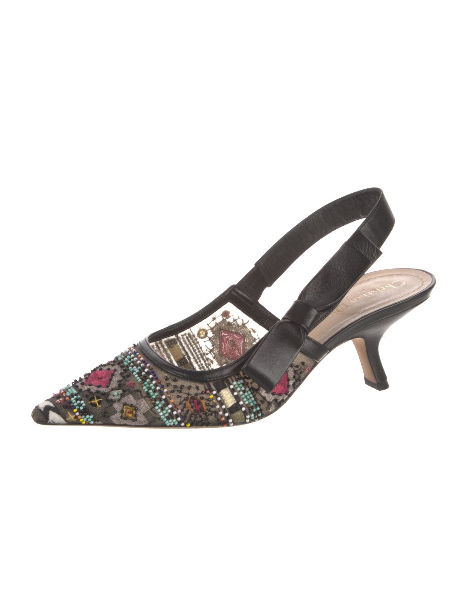 Christian Dior Leather Printed Slingback Pumps