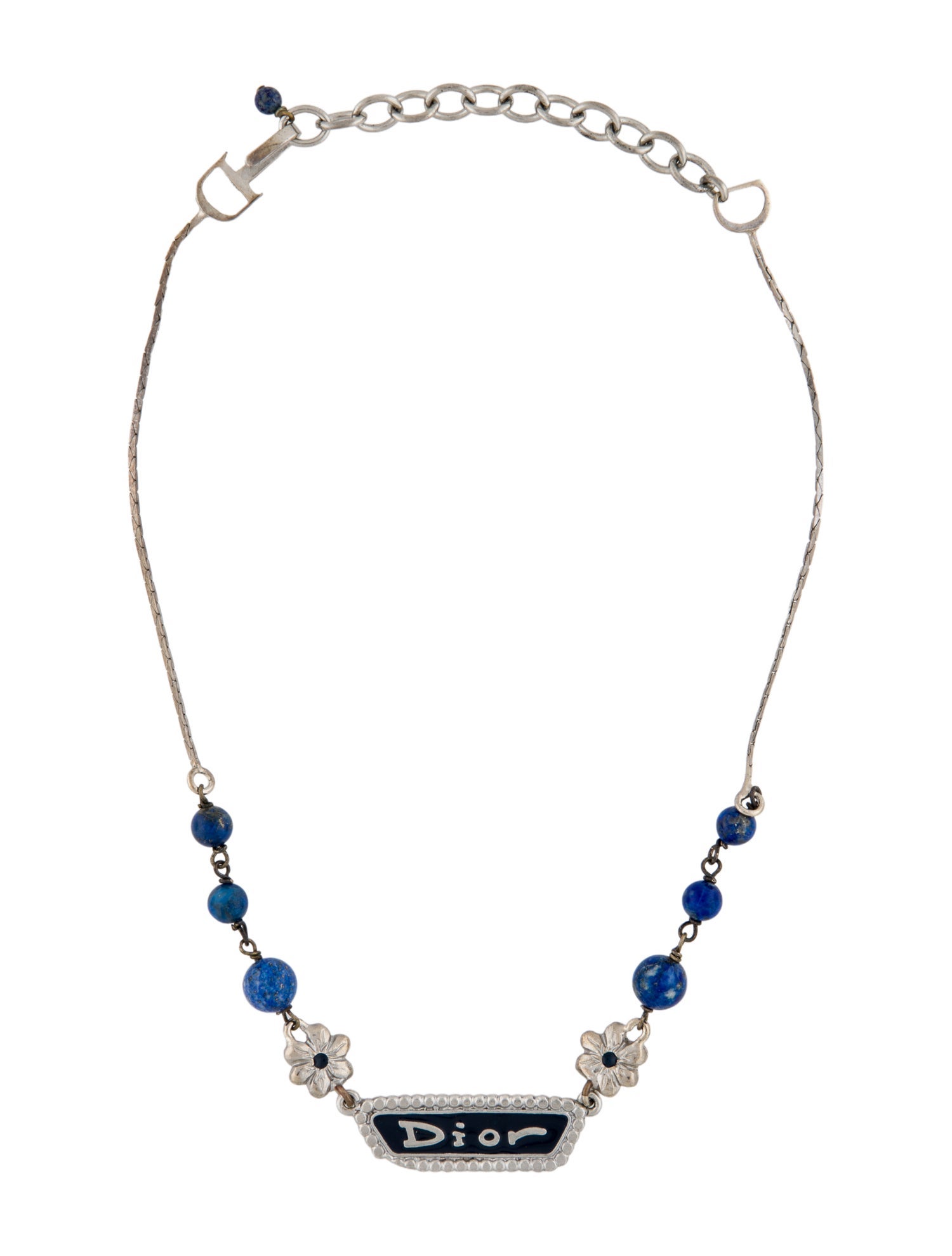 Christian Dior Resin Logo Pendant Necklace