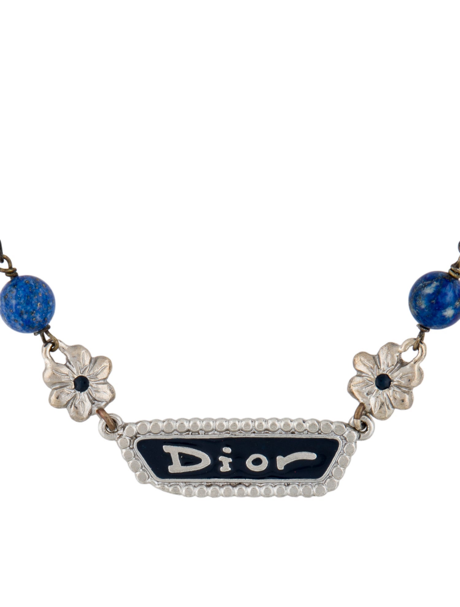 Christian Dior Resin Logo Pendant Necklace