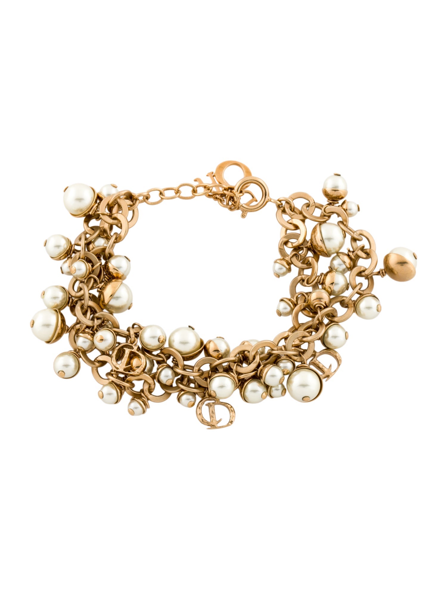 Christian Dior Faux Pearl Mise en dior Charm Bracelet