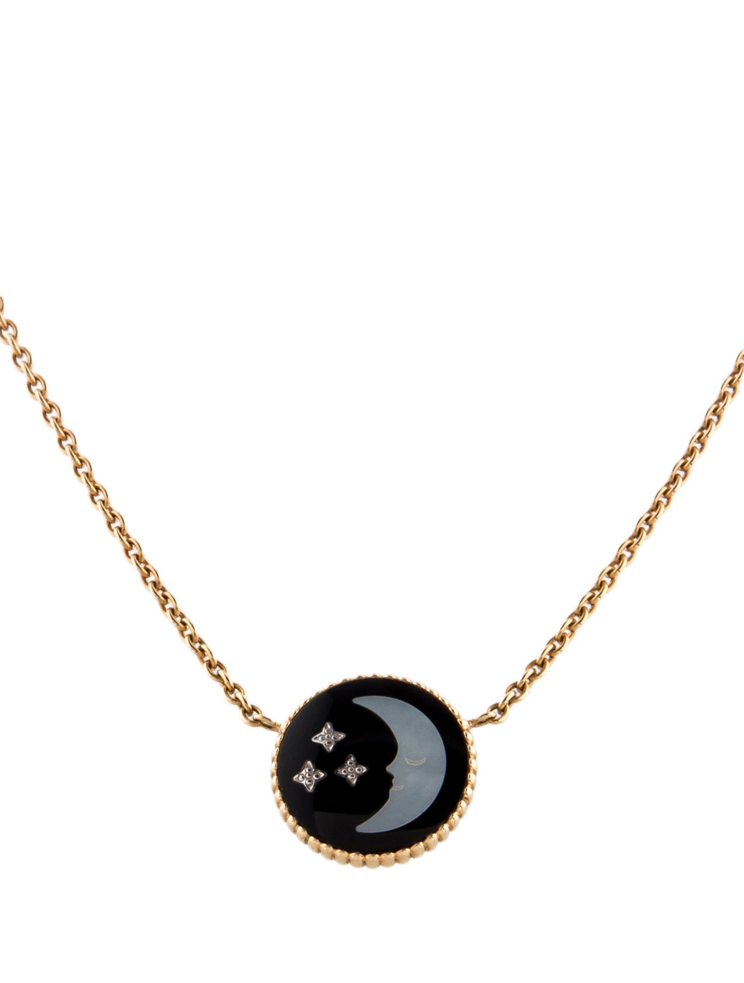 Christian Dior 18K Mother of Pearl, Onyx & Diamond Rose Celeste Pendant Necklace