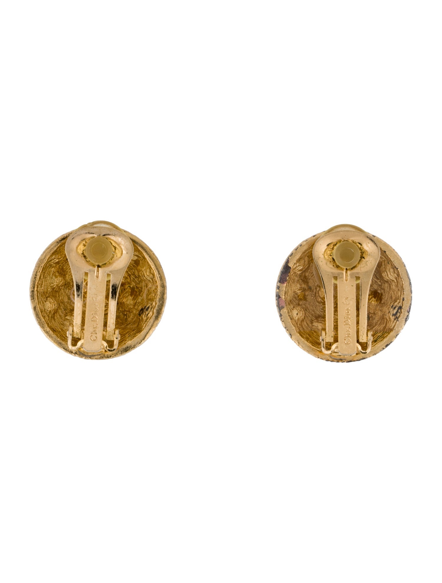 Christian Dior Vintage Crystal Stud Clip-On Earrings