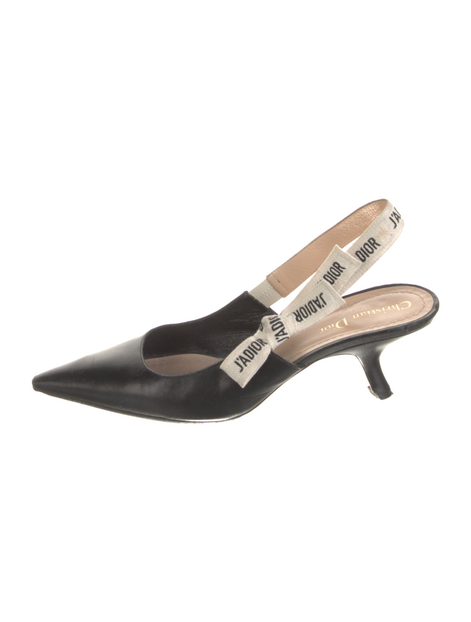 Christian Dior Leather Bow Accents Slingback Pumps