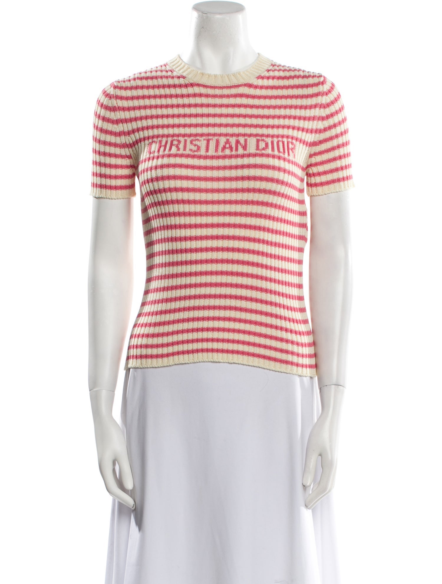 Christian Dior Striped Crew Neck Sweater