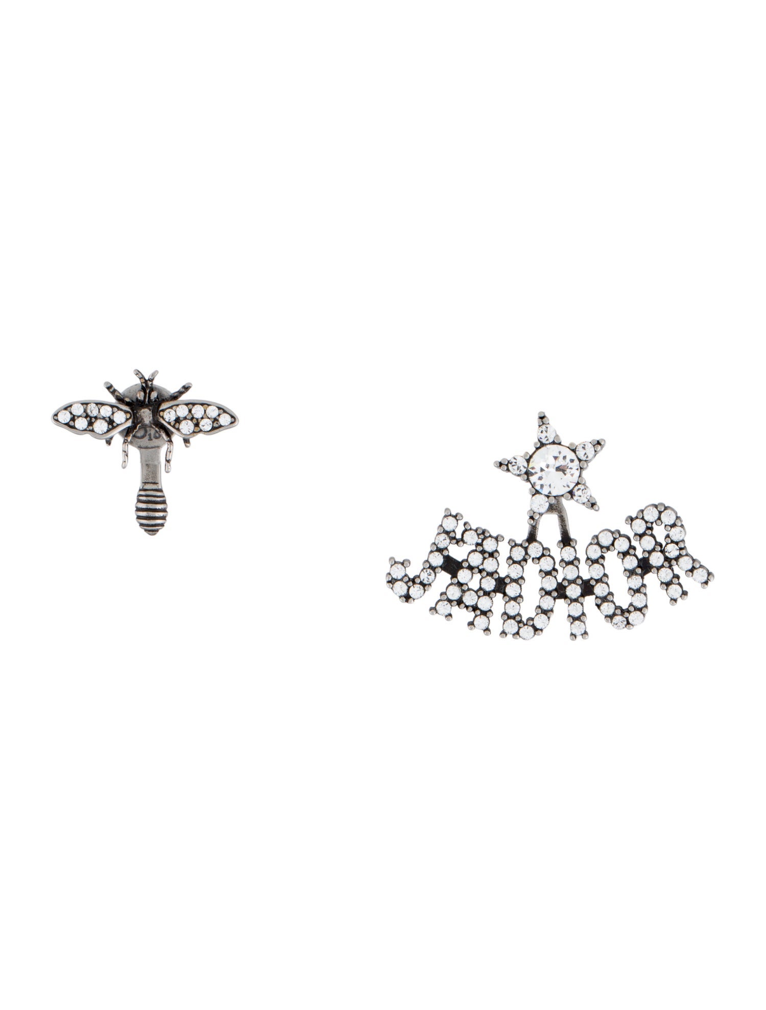 Christian Dior Crystal J'Adior Asymmetrical Bee Earrings