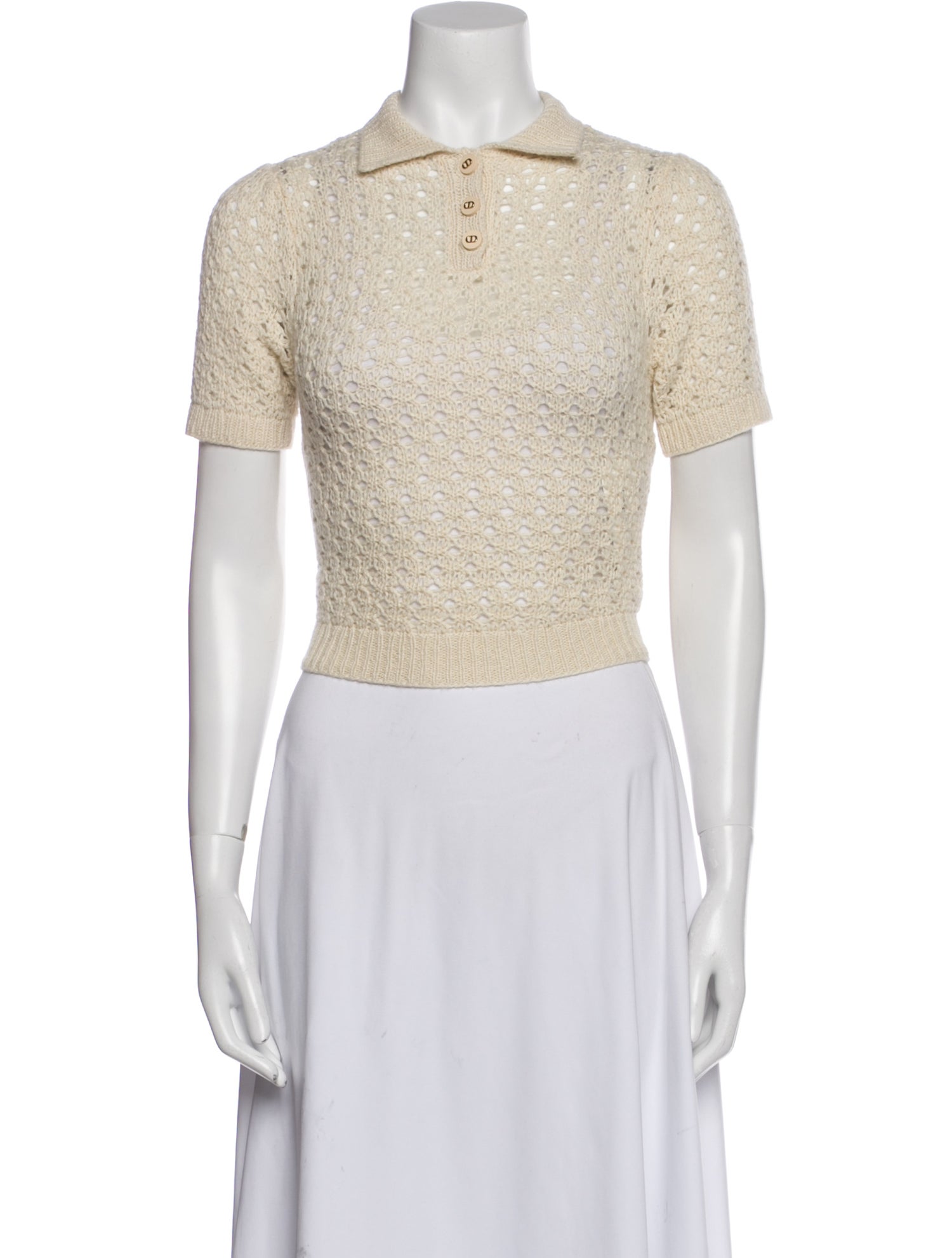 Christian Dior Alpaca Short Sleeve Crop Top