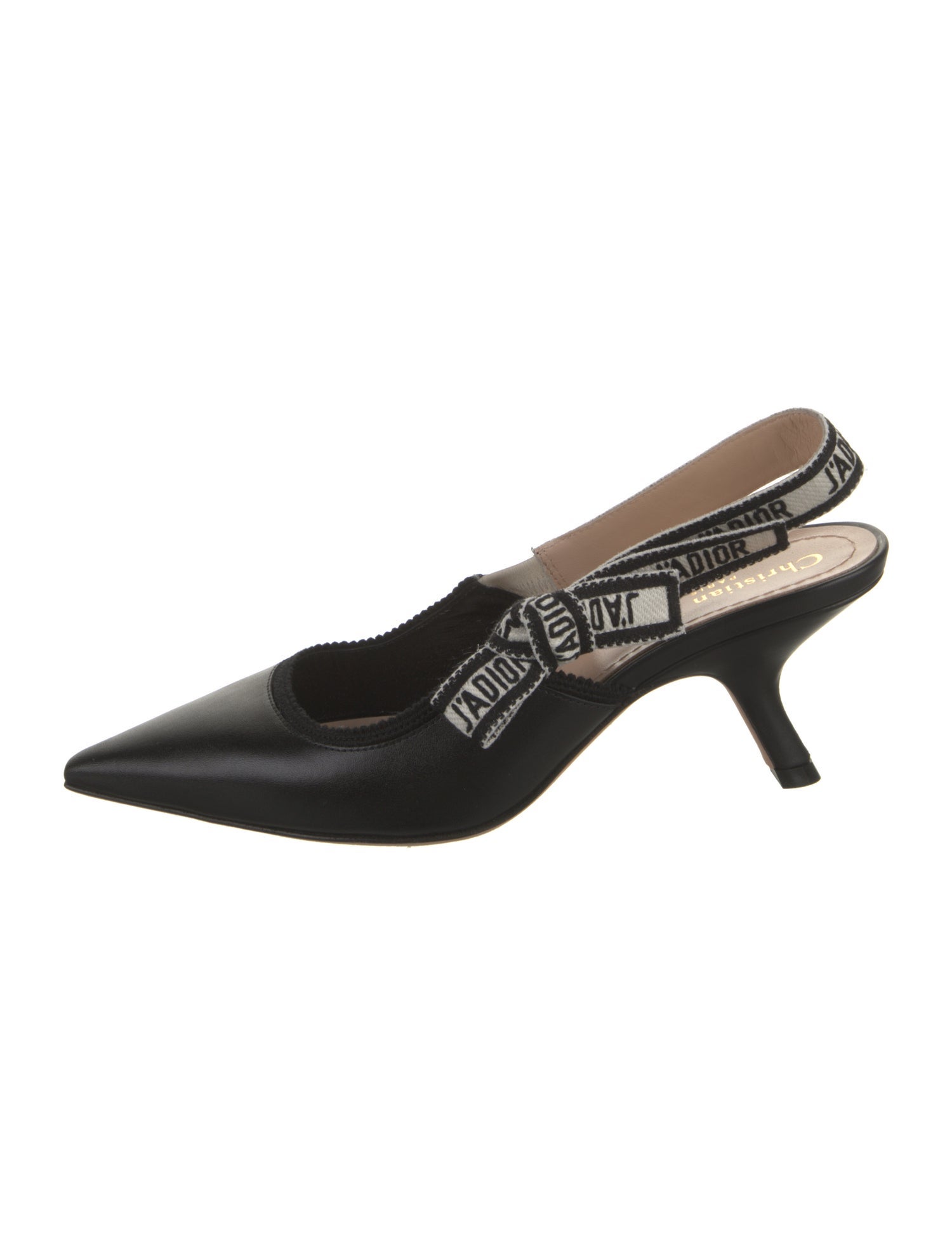 Christian Dior Leather Graphic Print Slingback Pumps