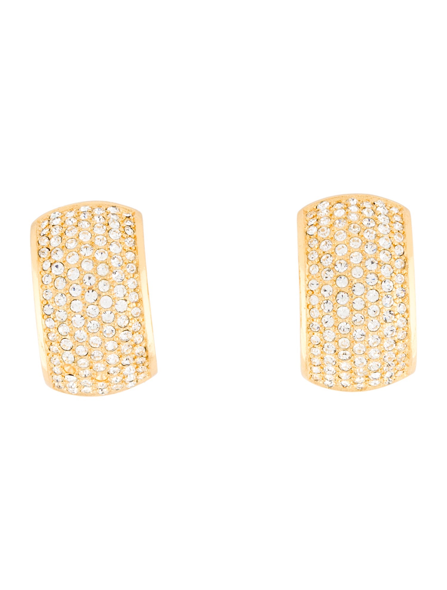 Christian Dior Vintage Crystal Half Hoop Clip-On Earrings