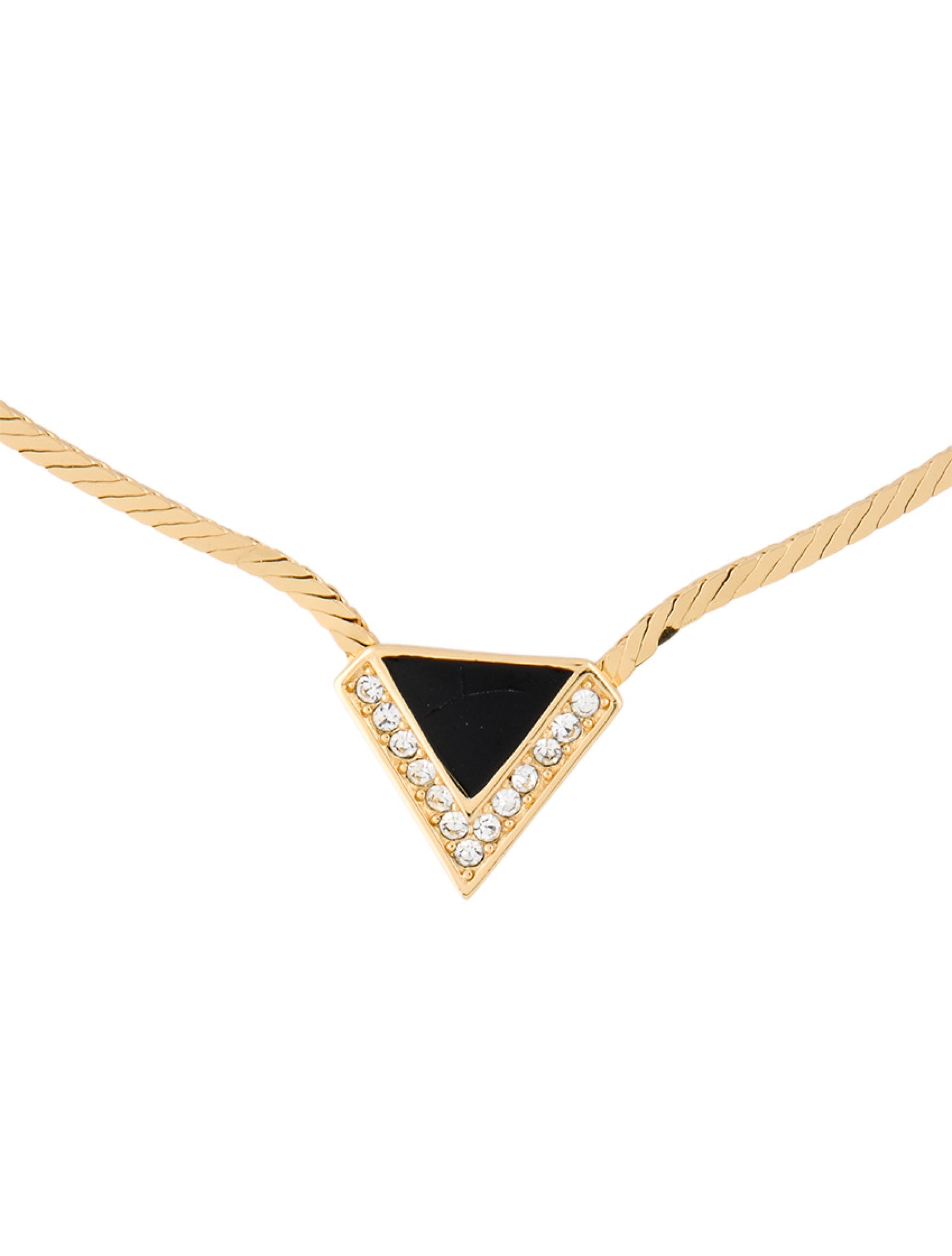 Christian Dior Vintage Enamel & Crystal Pendant Necklace