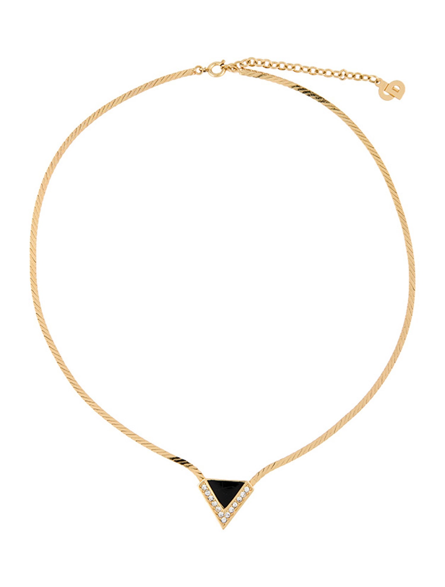 Christian Dior Vintage Enamel & Crystal Pendant Necklace