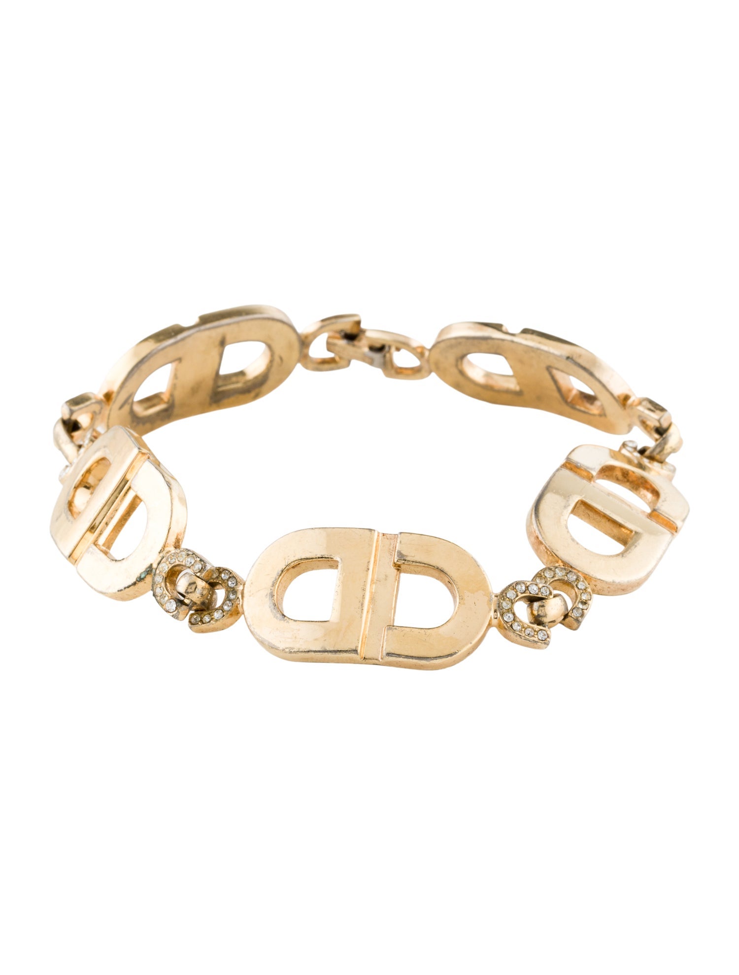 Christian Dior Vintage Crystal CD Link Bracelet