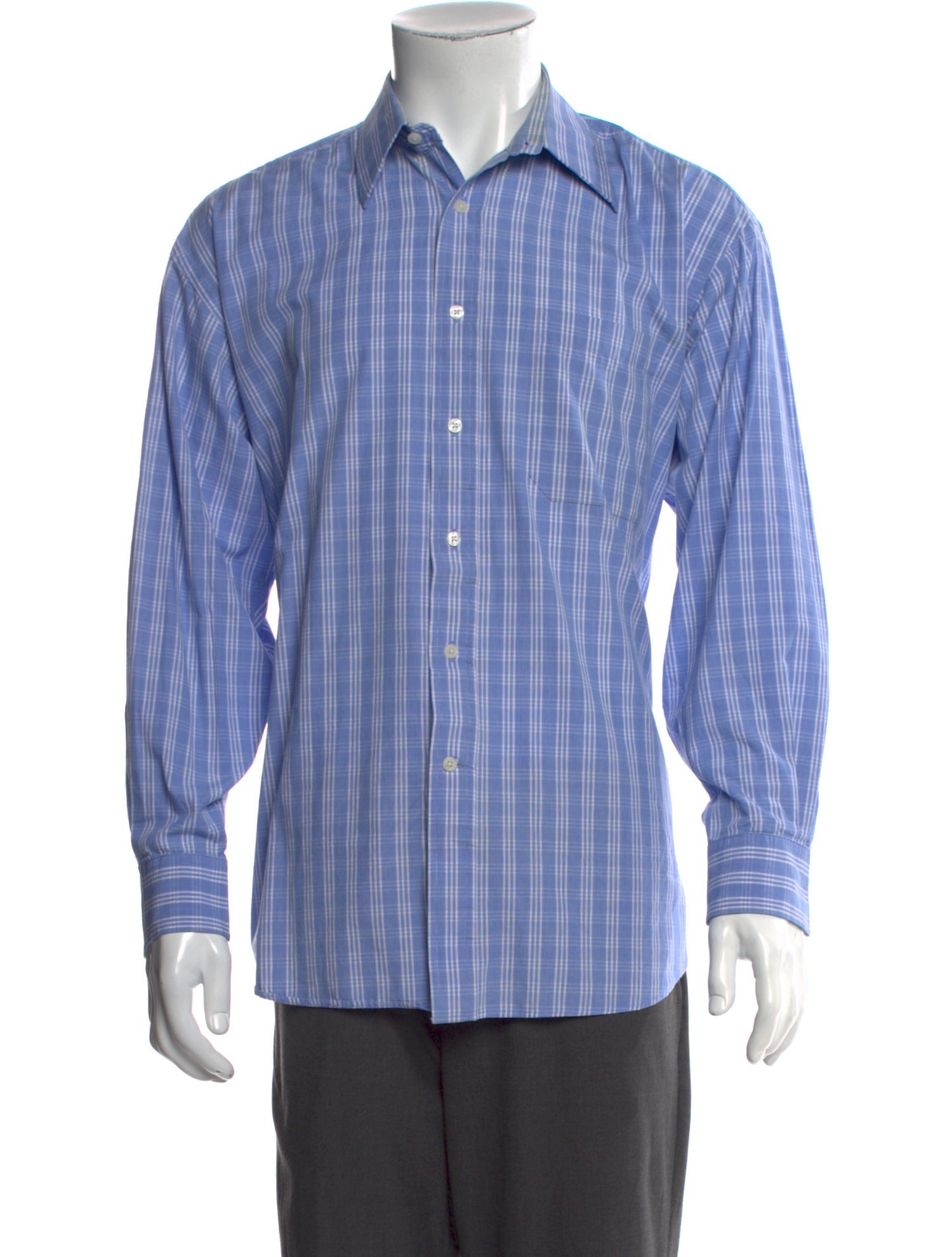 Christian Dior Monsieur Vintage Plaid Print Dress Shirt