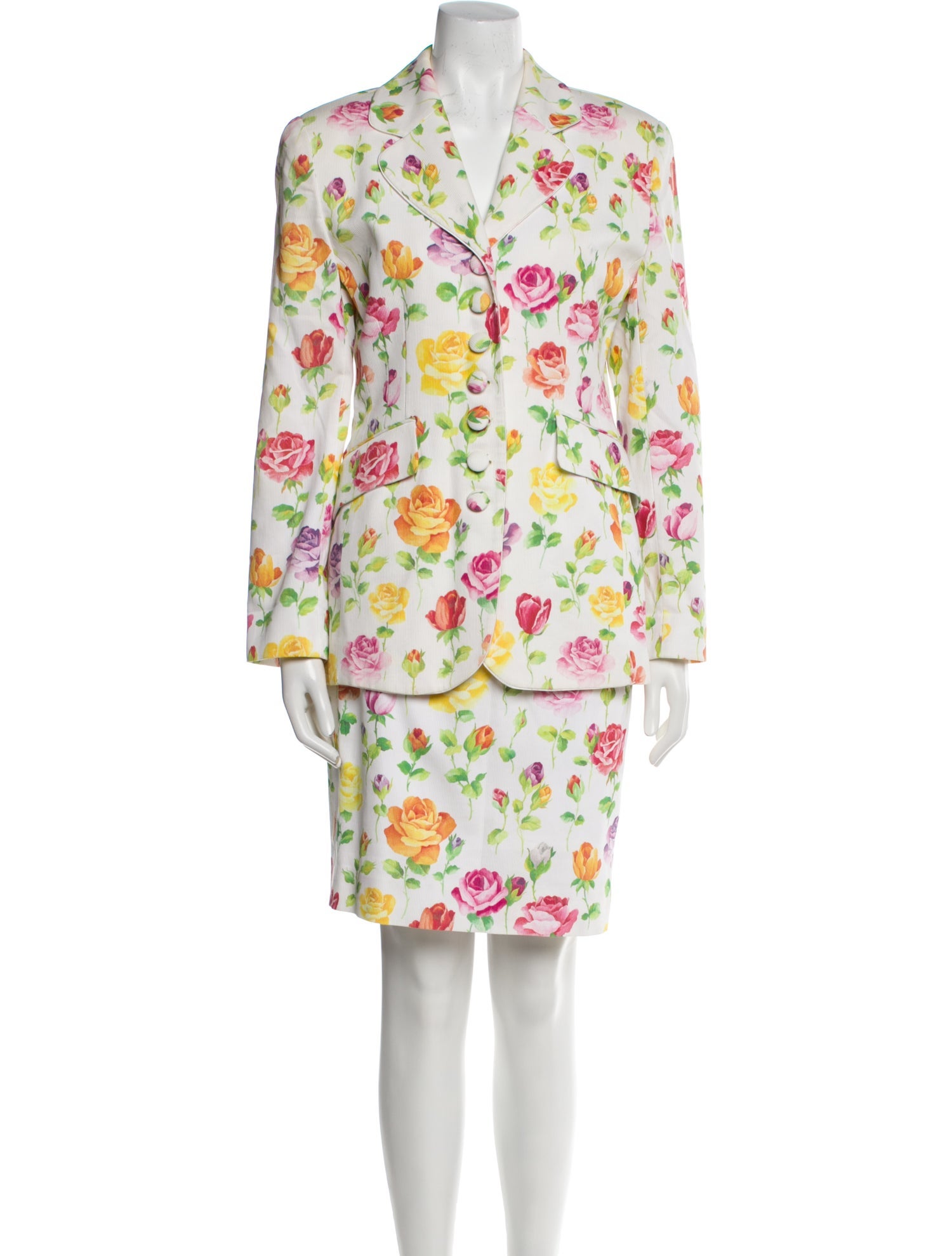 Christian Dior Floral Print Skirt Suit