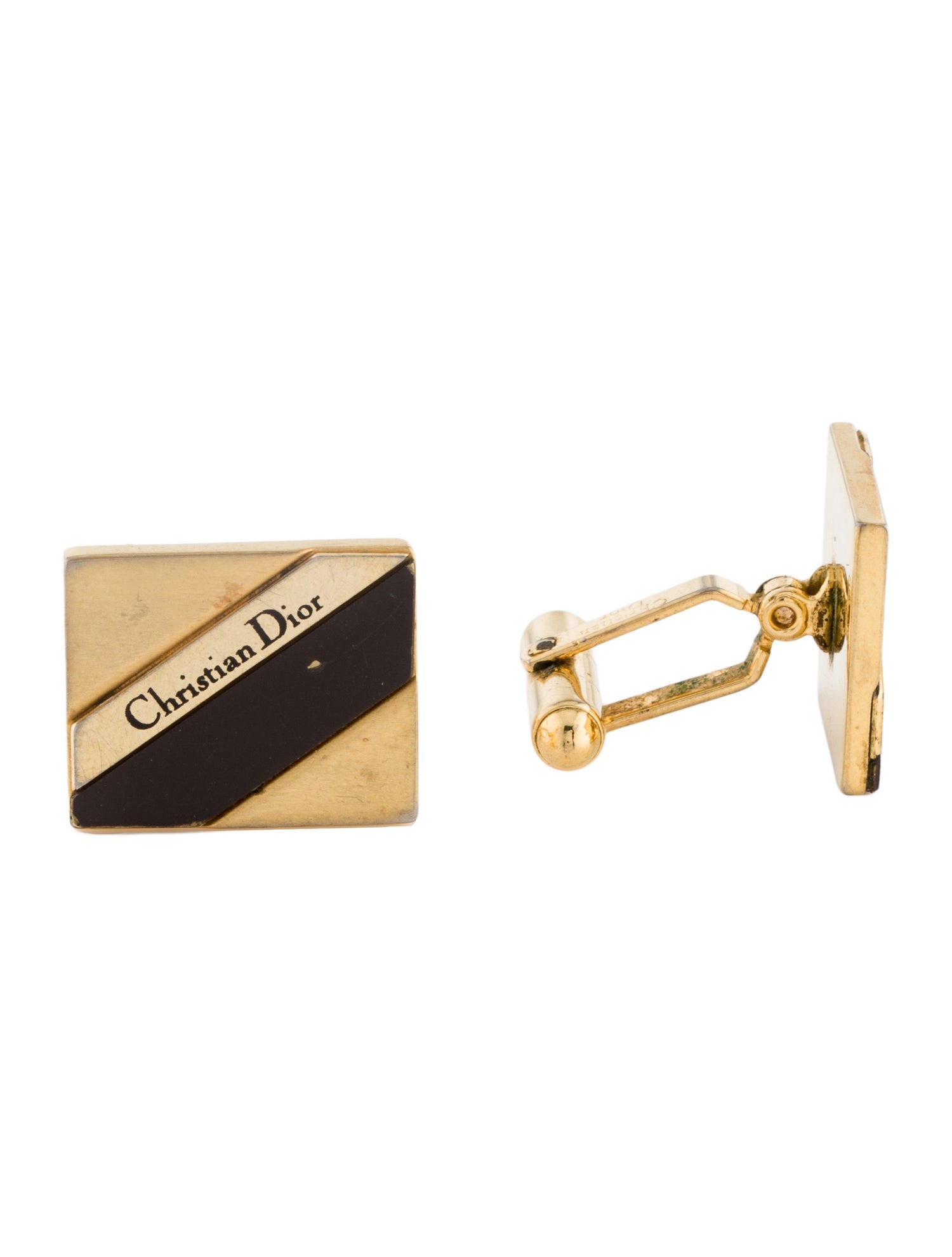 Christian Dior Vintage Enamel Logo Cufflinks