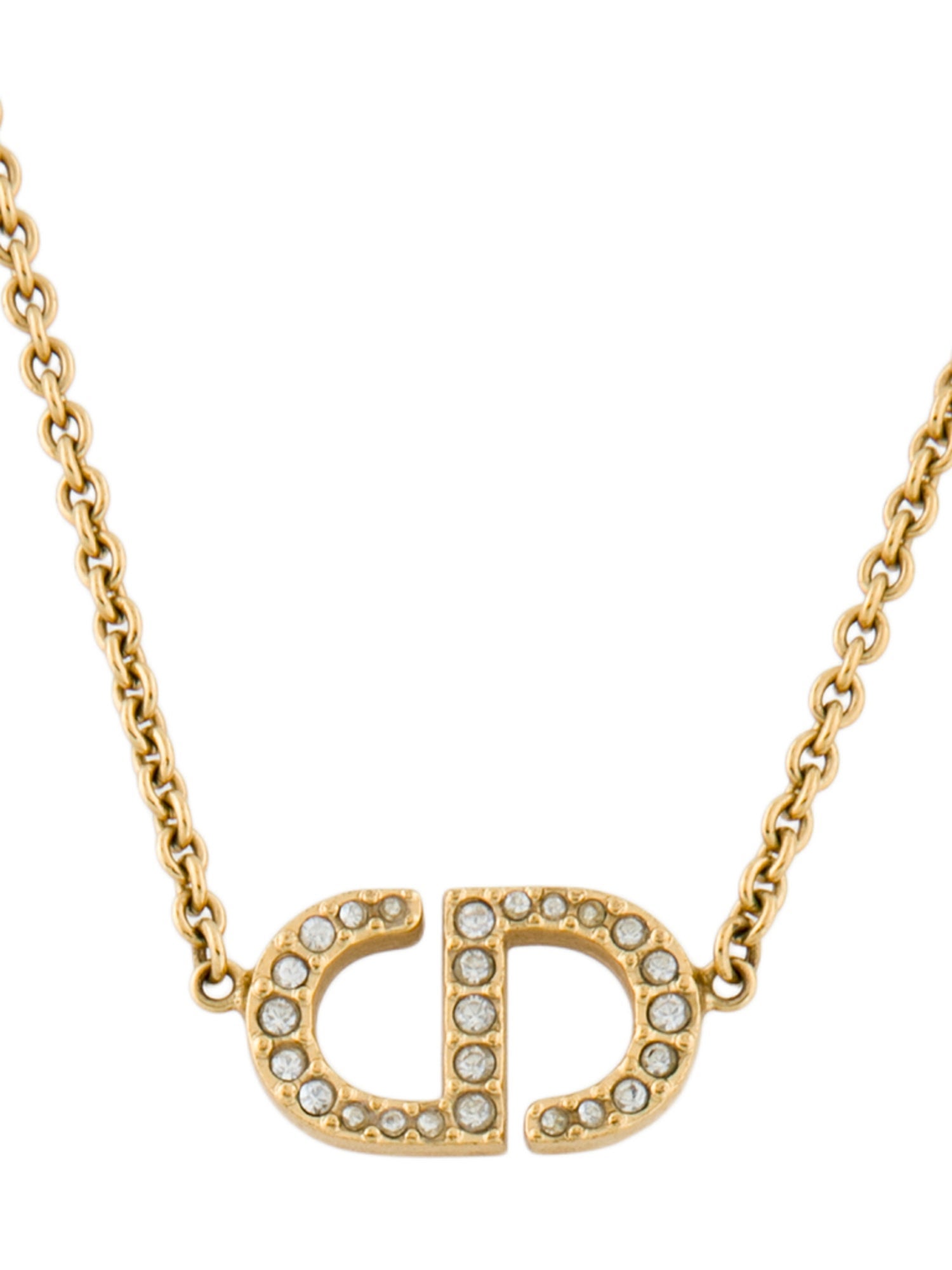 Christian Dior Crystal Petit CD Pendant Necklace