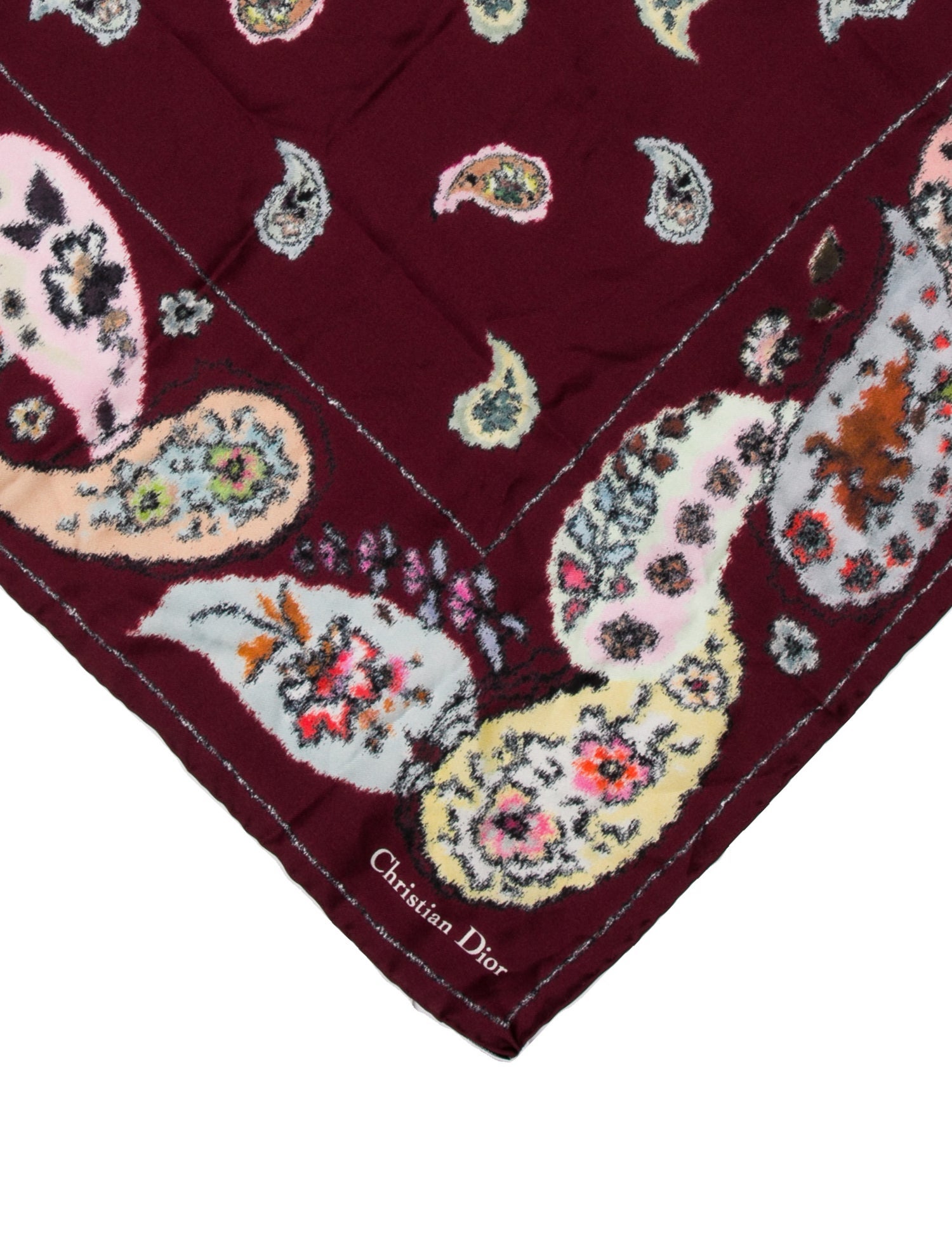 Christian Dior Silk Paisley Print Scarf w/ Tags