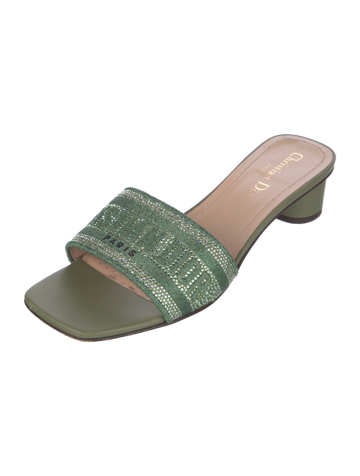 Christian Dior Printed Crystal Embellishments Slides