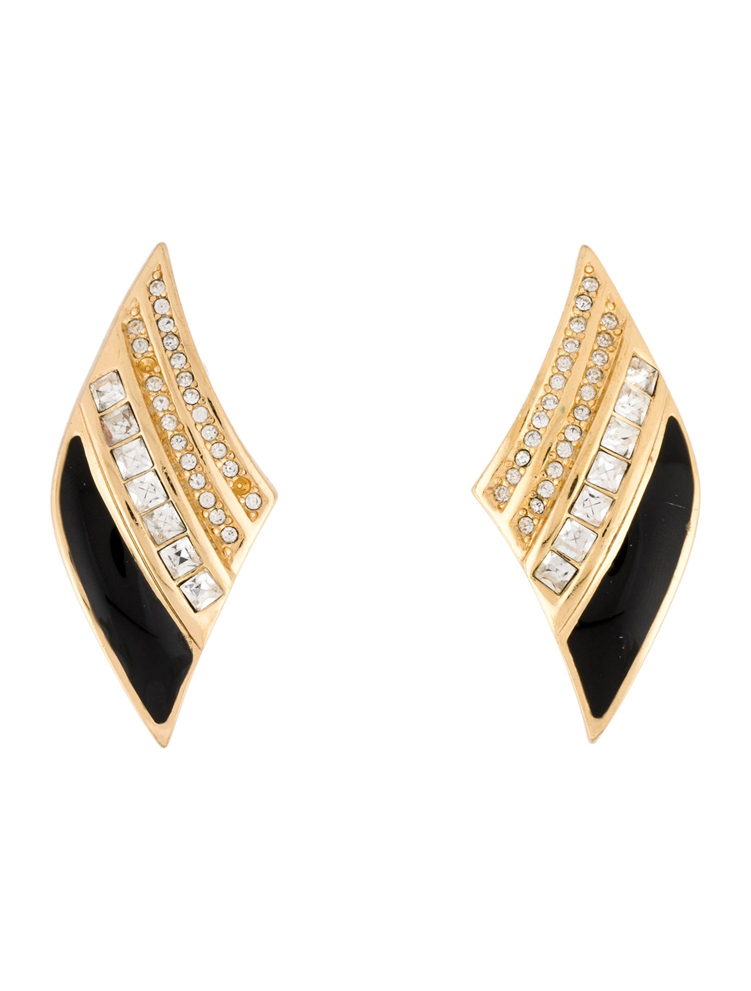 Christian Dior Vintage Crystal & Enamel Clip-On Earrings