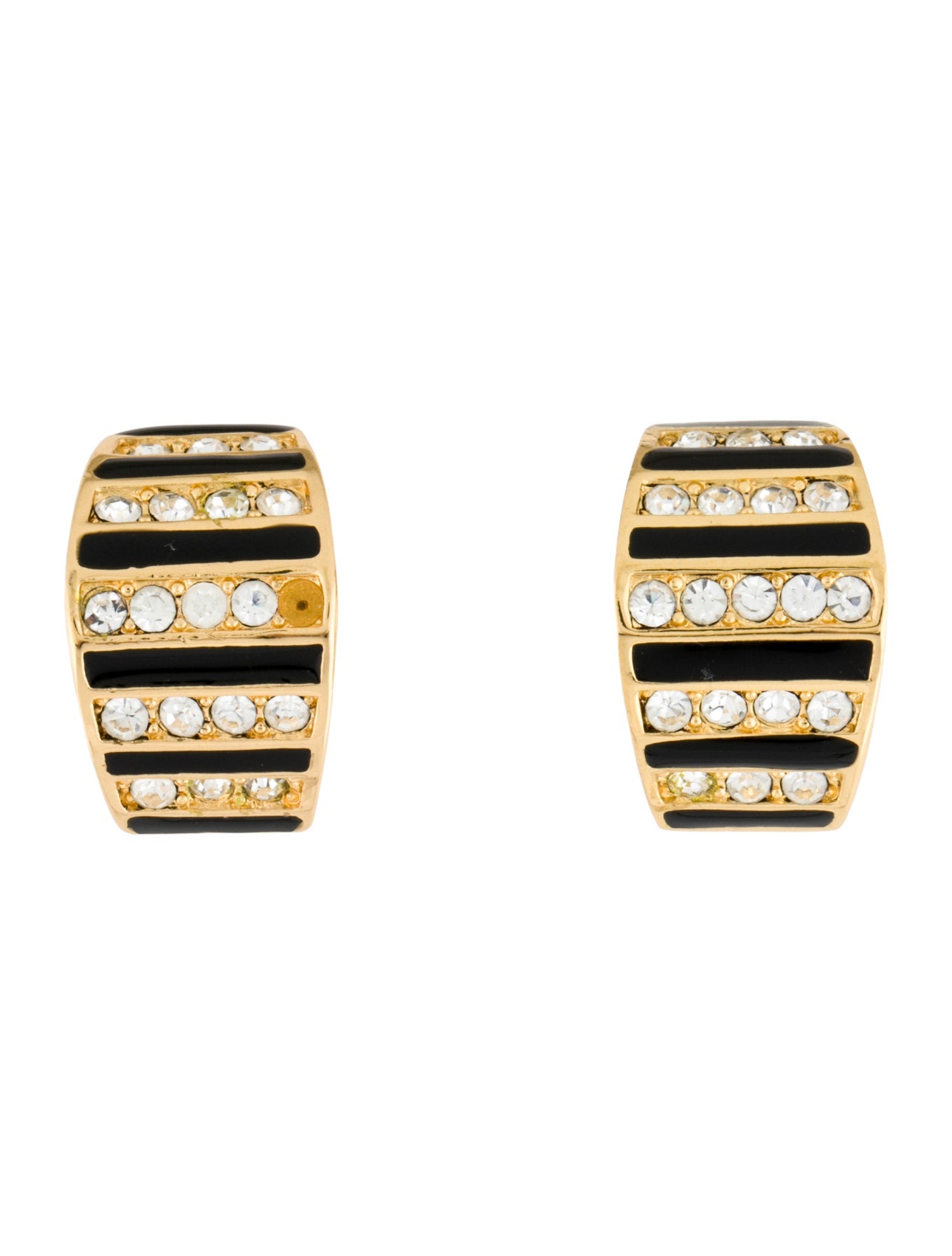 Christian Dior Vintage Crystal & Enamel Clip-On Earrings