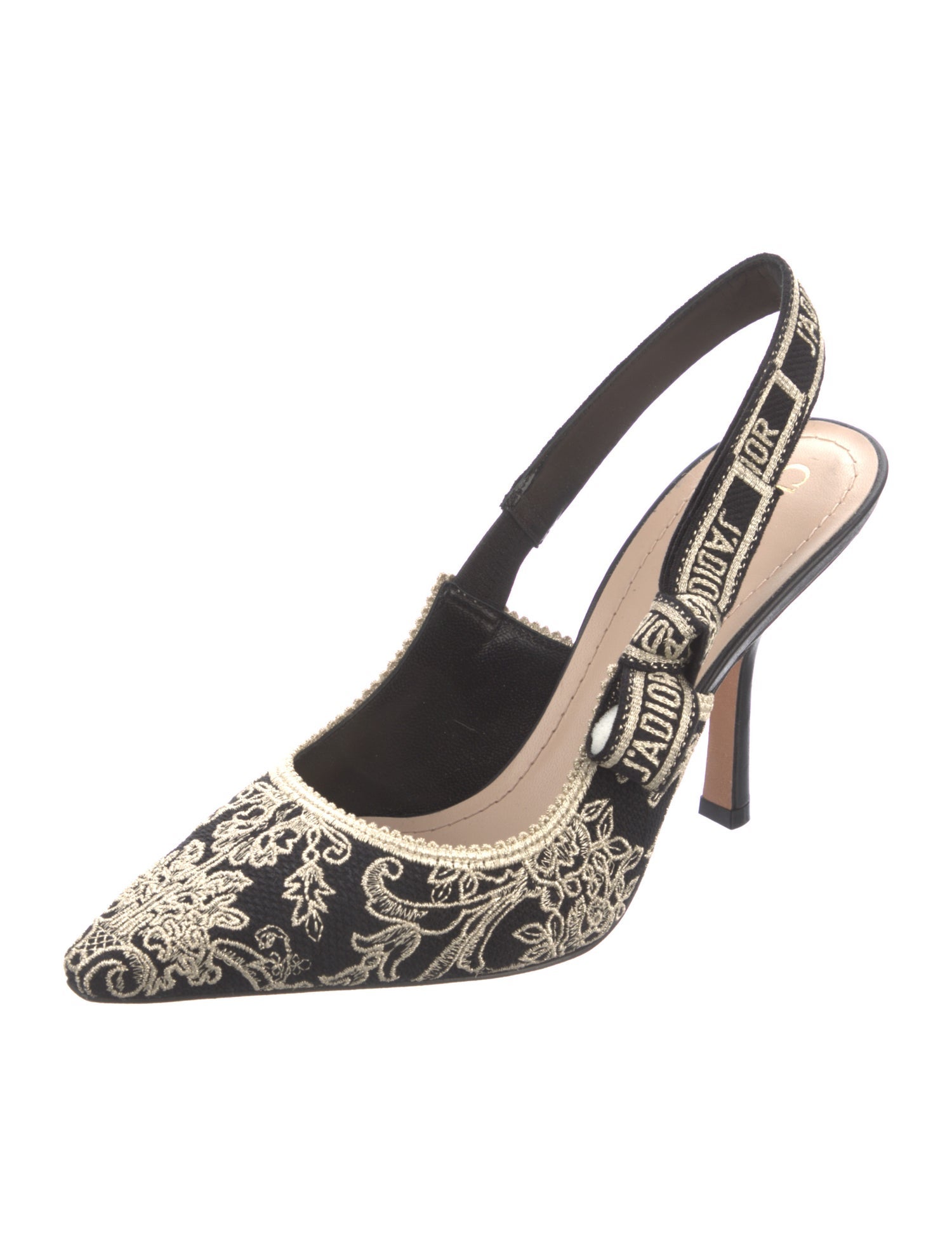 Christian Dior Printed Bow Accents Slingback Pumps