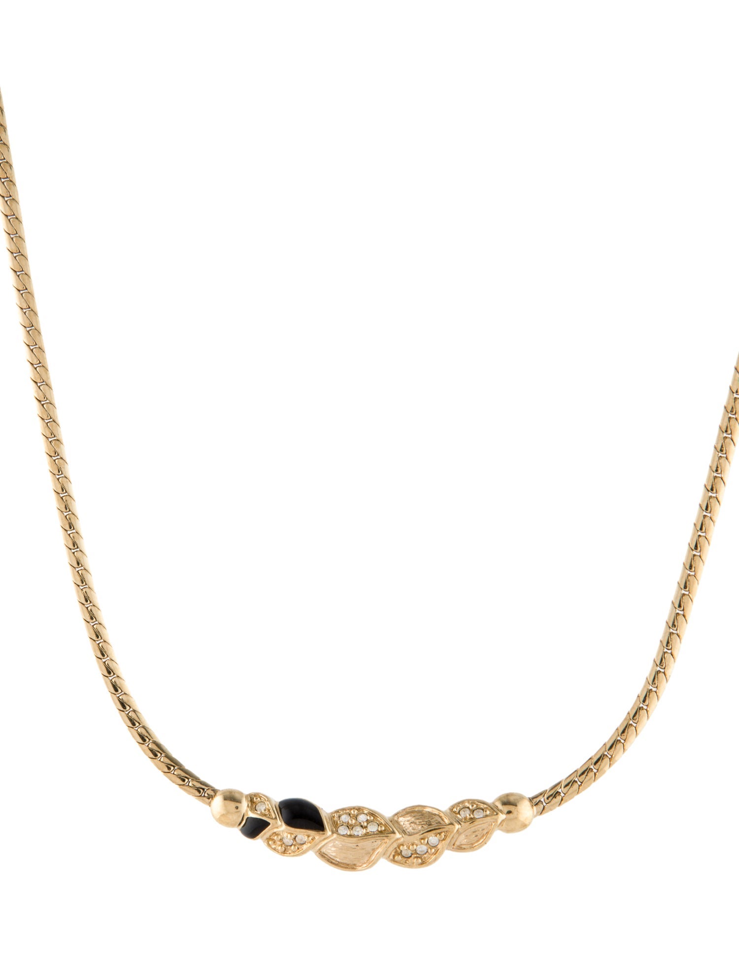 Christian Dior Vintage Enamel & Crystal Link Pendant Necklace