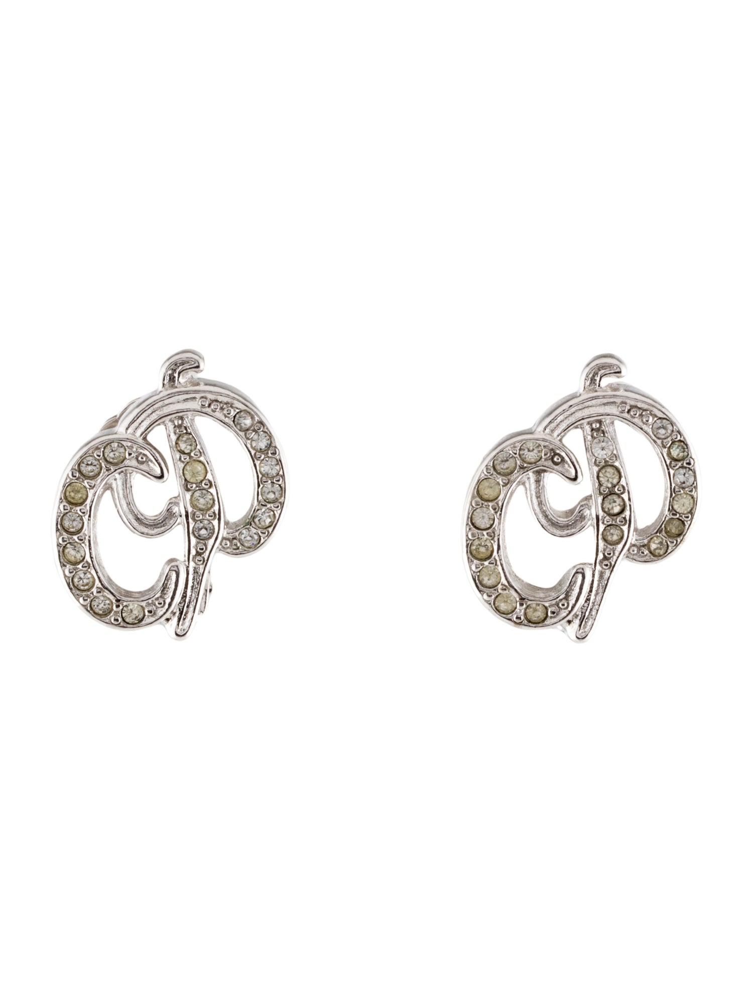 Christian Dior Vintage Crystal CD Clip-n Earrings