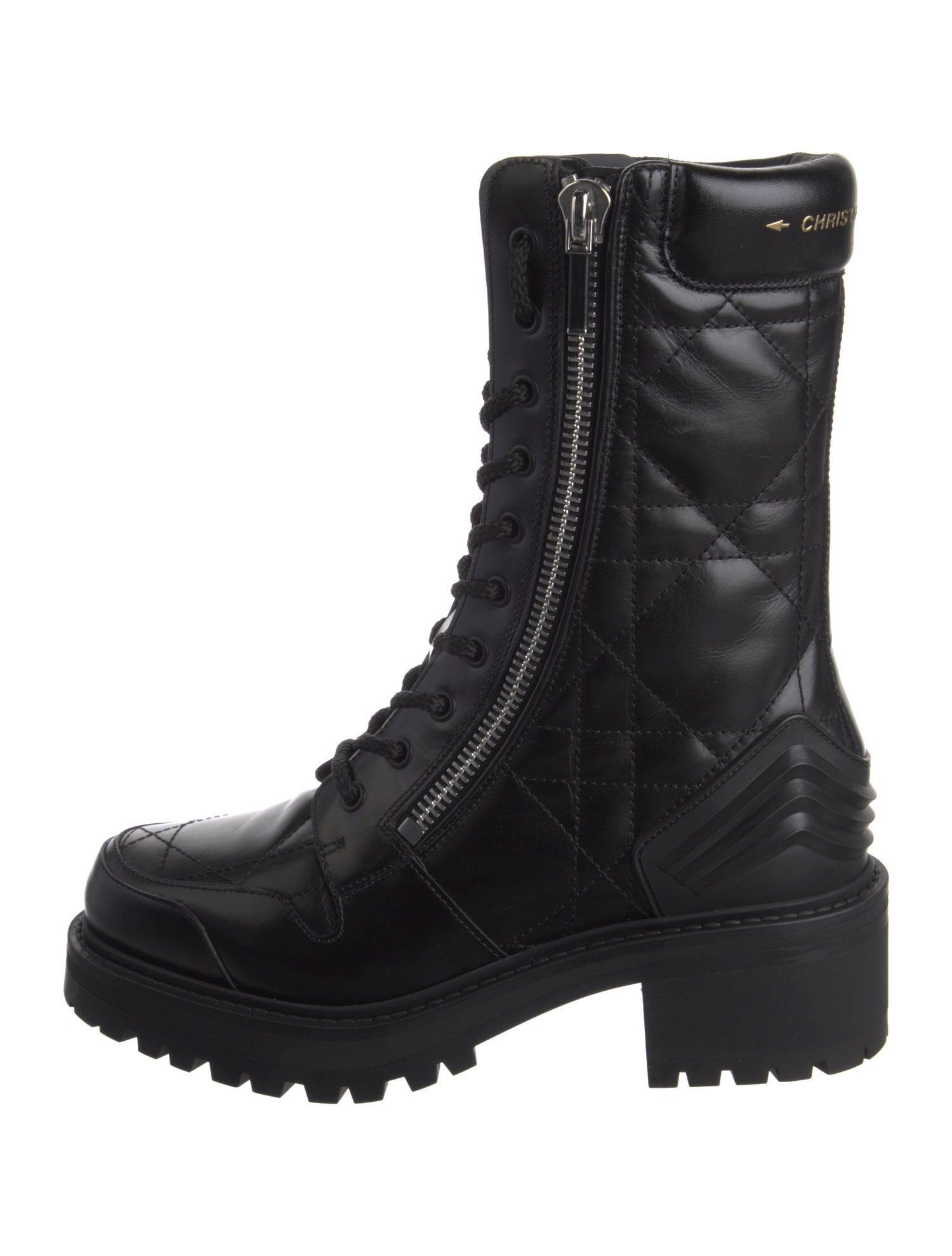 Christian Dior Cannage Pattern Leather Combat Boots