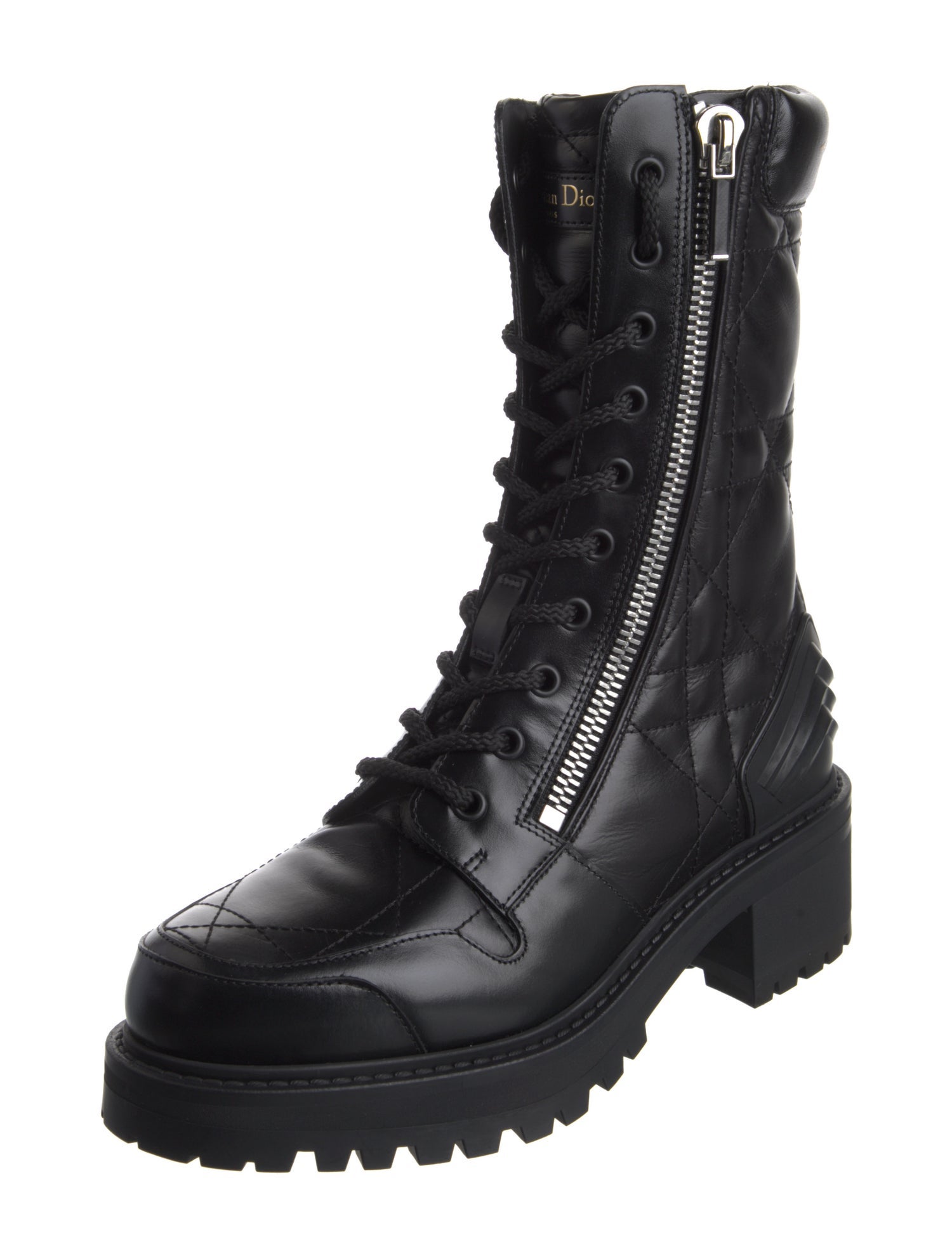 Christian Dior Cannage Pattern Leather Combat Boots